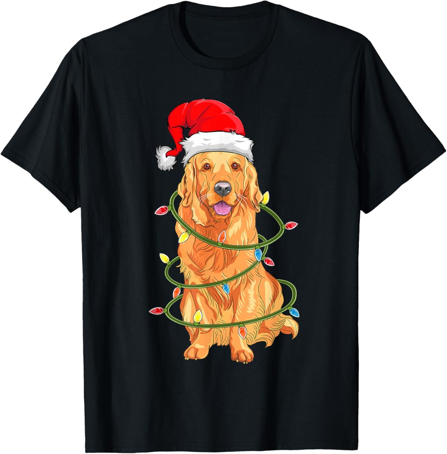 Christmas Dog Shirt, Christmas Golden retriever Pajama T-Shirt - T-Shirt | Black