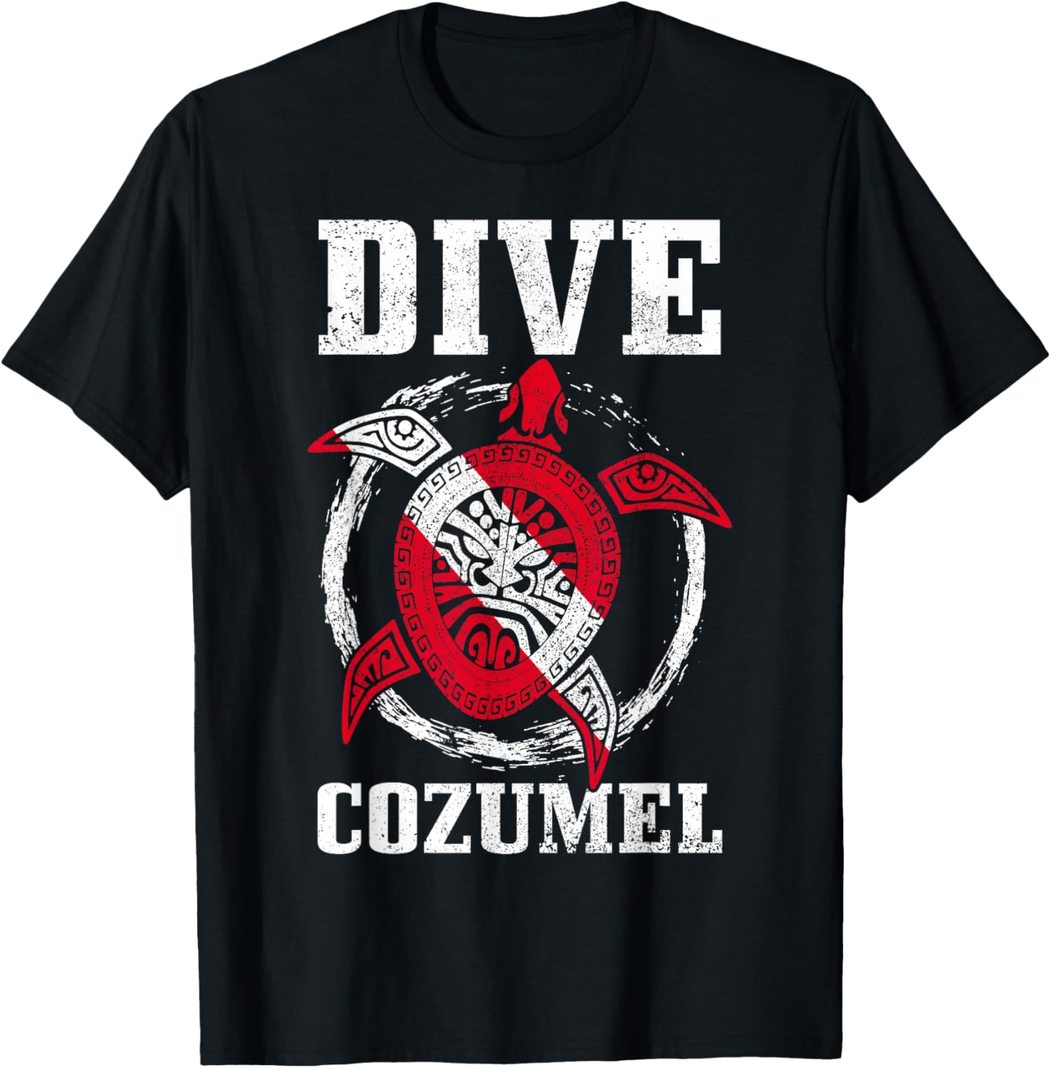 Cozumel Mexico Sea Turtle Diving Flag T-Shirt - T-Shirt | Black