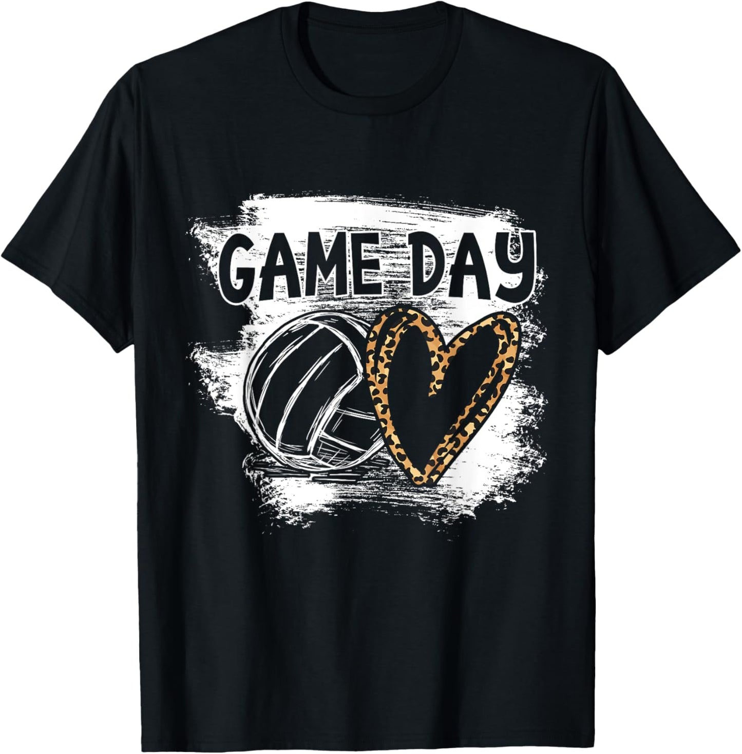 Volleyball Game Day Leopard Cheetah Women Volleyball Girl Small T-Shirt - T-Shirt | Black