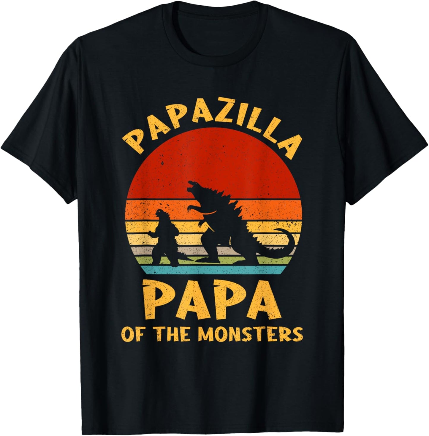 Funny Dad Papazilla Papa Of Monsters Halloween Fathers Day T-Shirt - T-Shirt | Black