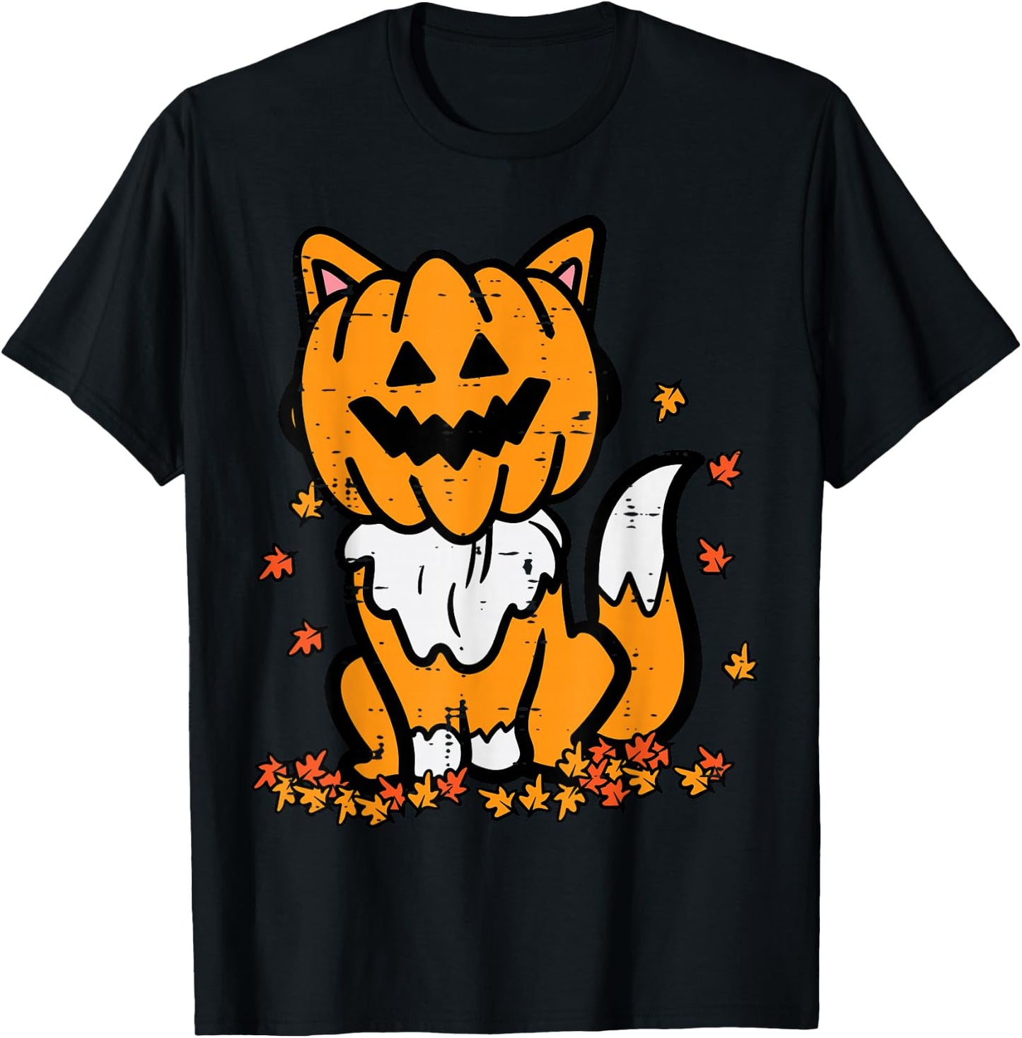 Halloween Fox Pumpkin Fall Autumn Costume Kids Women Men T-Shirt - T-Shirt | Black