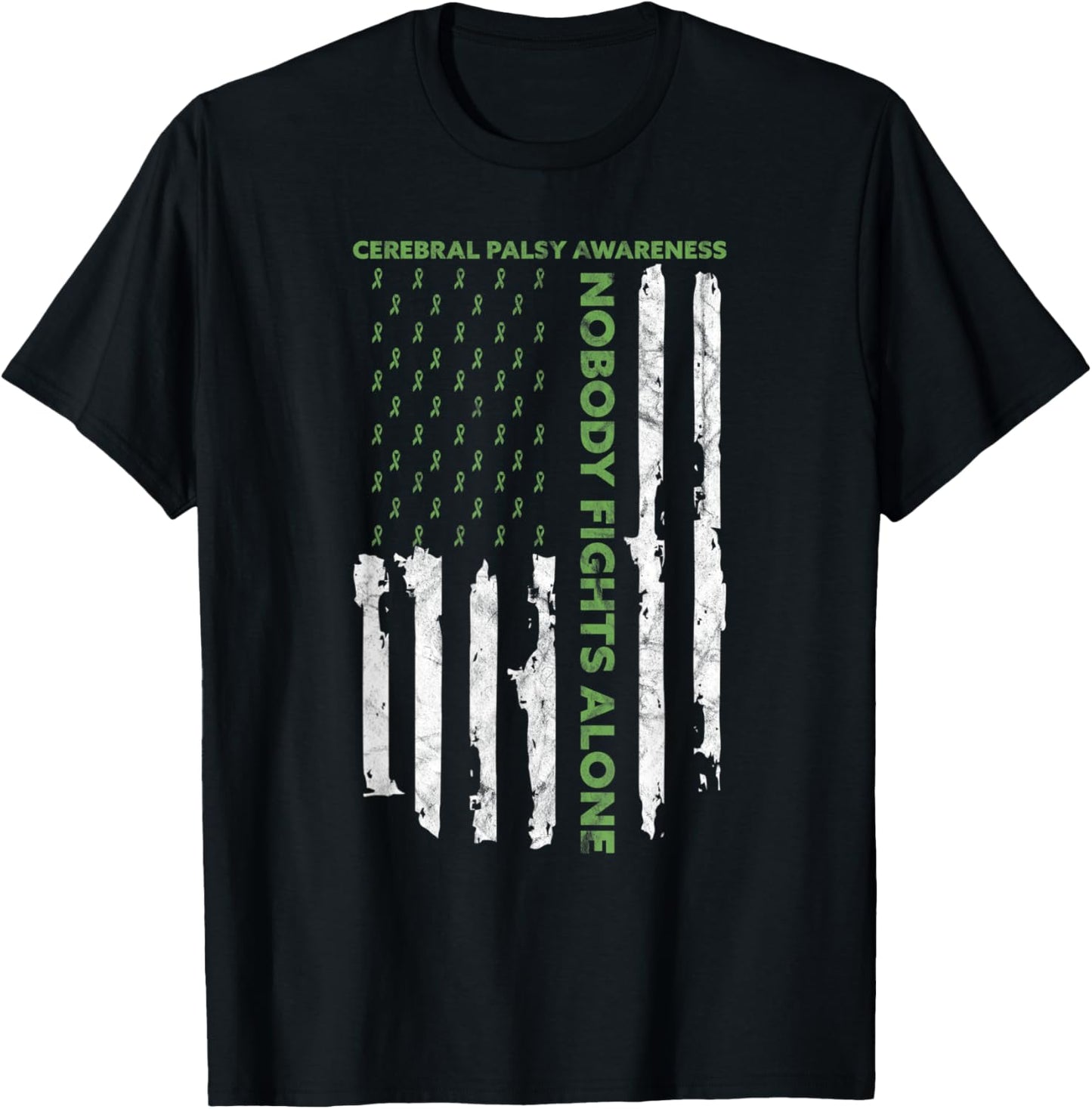 Fight Cerebral Palsy Awareness Month American Flag CP T-Shirt - T-Shirt | Black