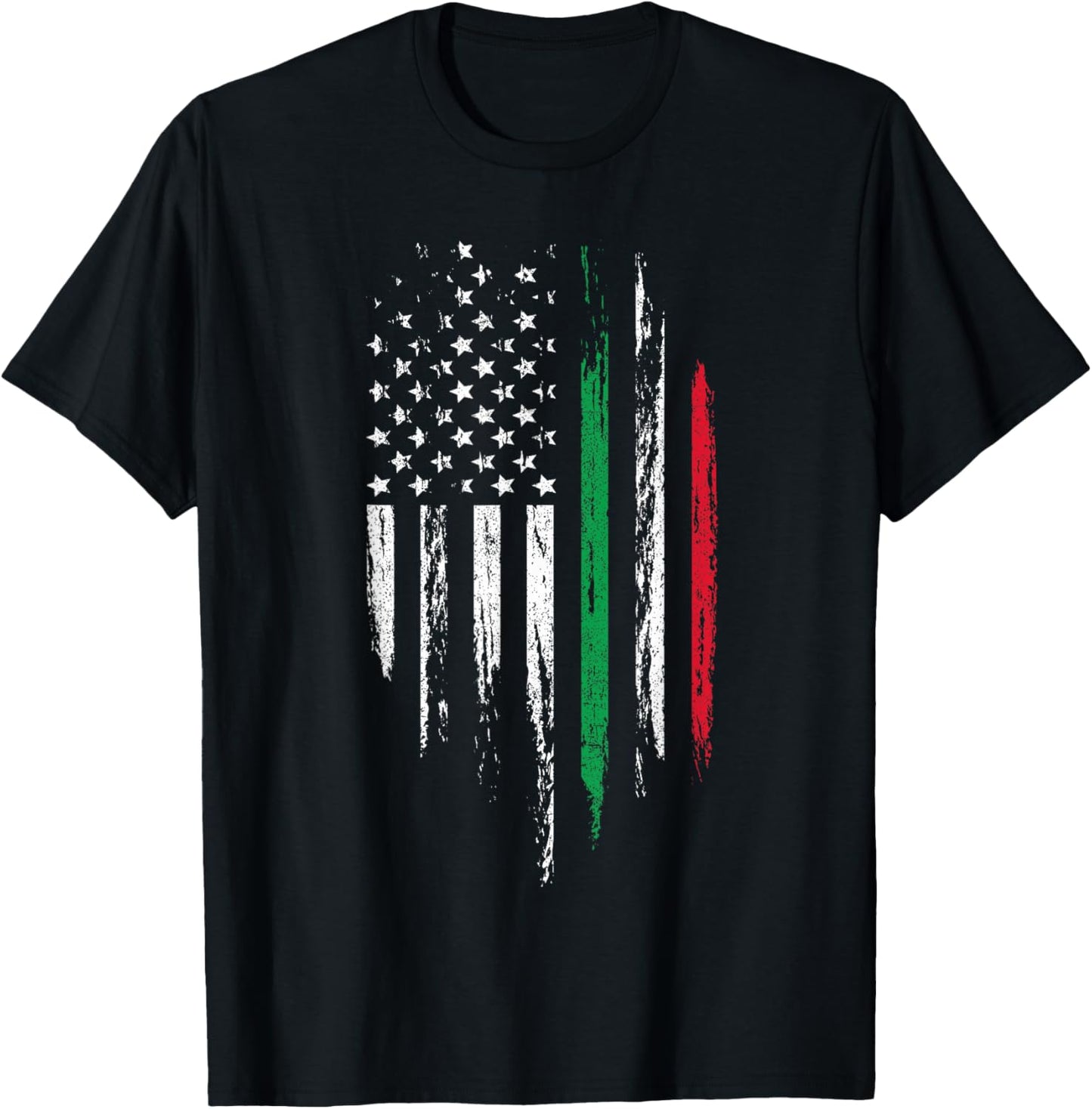 Italian American Flag Combo Italy USA Italia Patriotic Gift T-Shirt - T-Shirt | Black