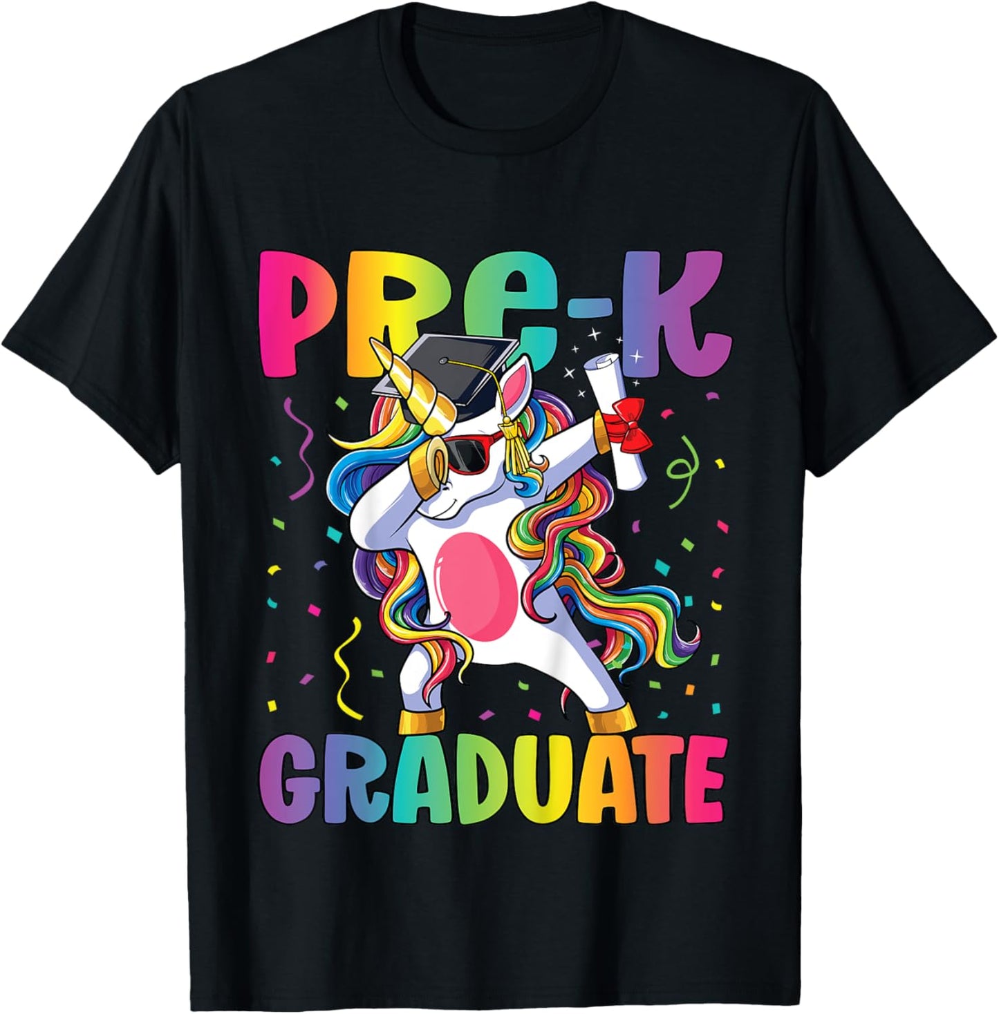Pre Kindergarten Graduation Dabbing Unicorn Pre-K Graduate T-Shirt - T-Shirt | Black