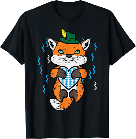 Oktoberfest Fox German Bavarian Girls Boys Kids Women Men T-Shirt - T-Shirt | Black