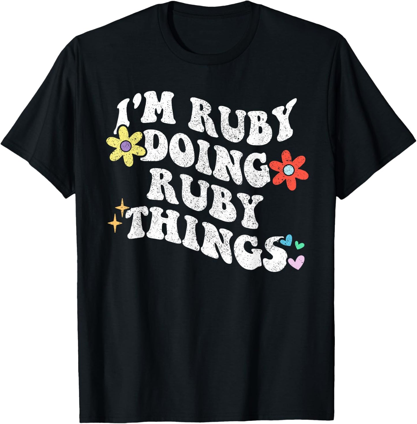 Retro Groovy Im RUBY Doing RUBY Things Funny Mother's Day T-Shirt - T-Shirt | Black