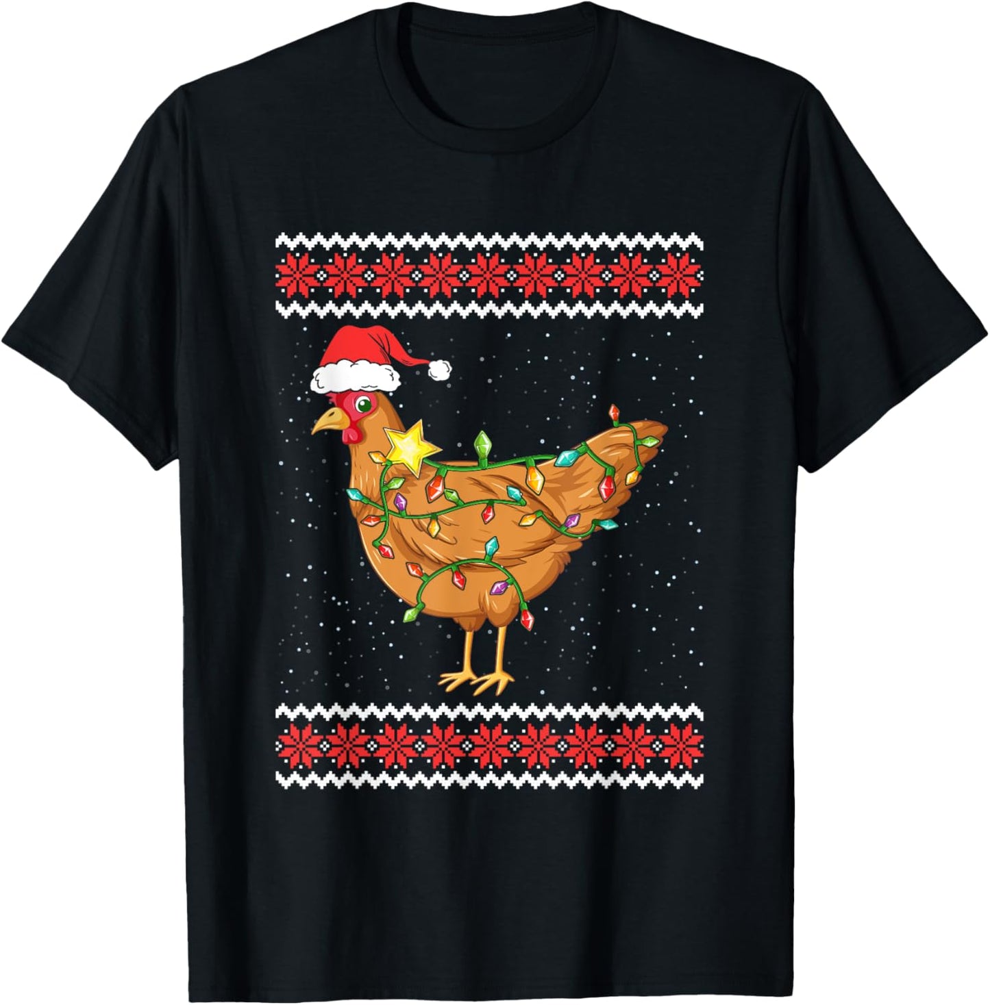 Hen Christmas Ugly Christmas Sweater Funny Chicken T-Shirt - T-Shirt | Black
