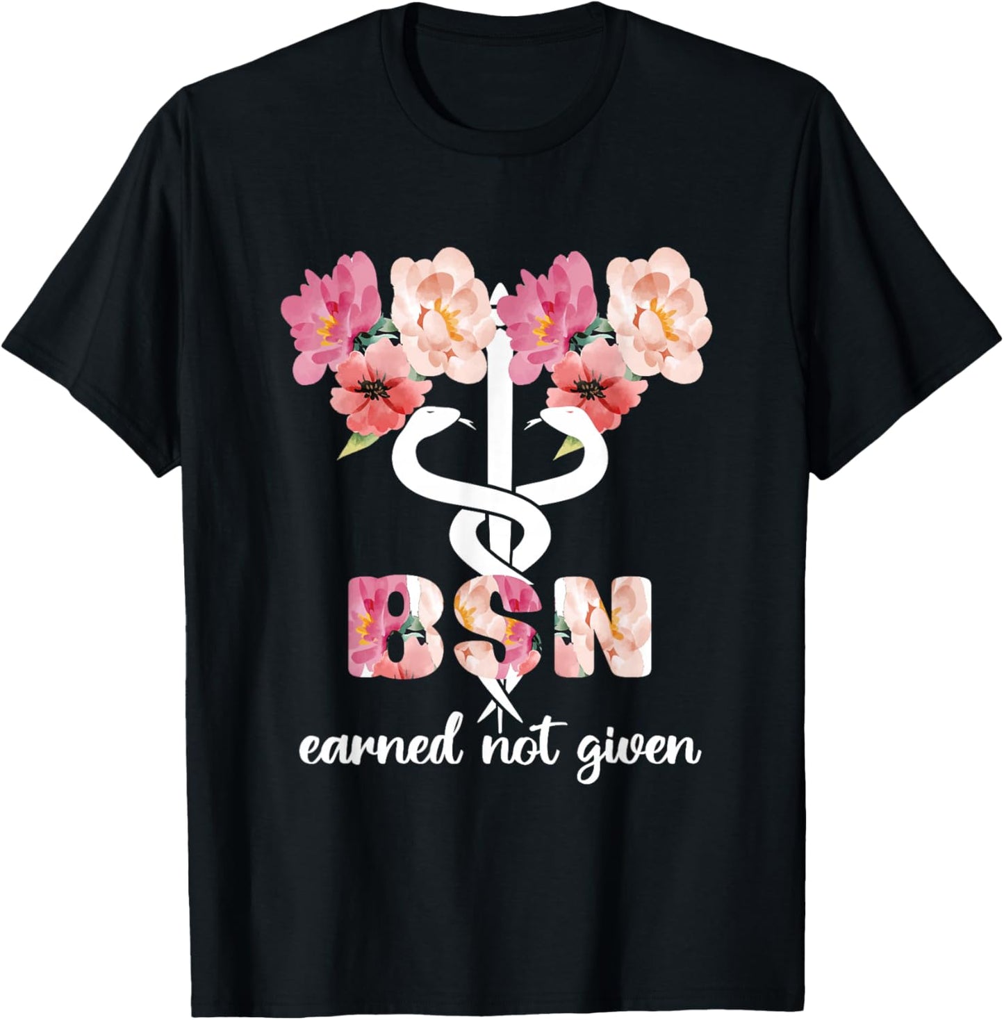 BSN Caduceus Bachelor Of Science In Nursing Student T-Shirt - T-Shirt | Black