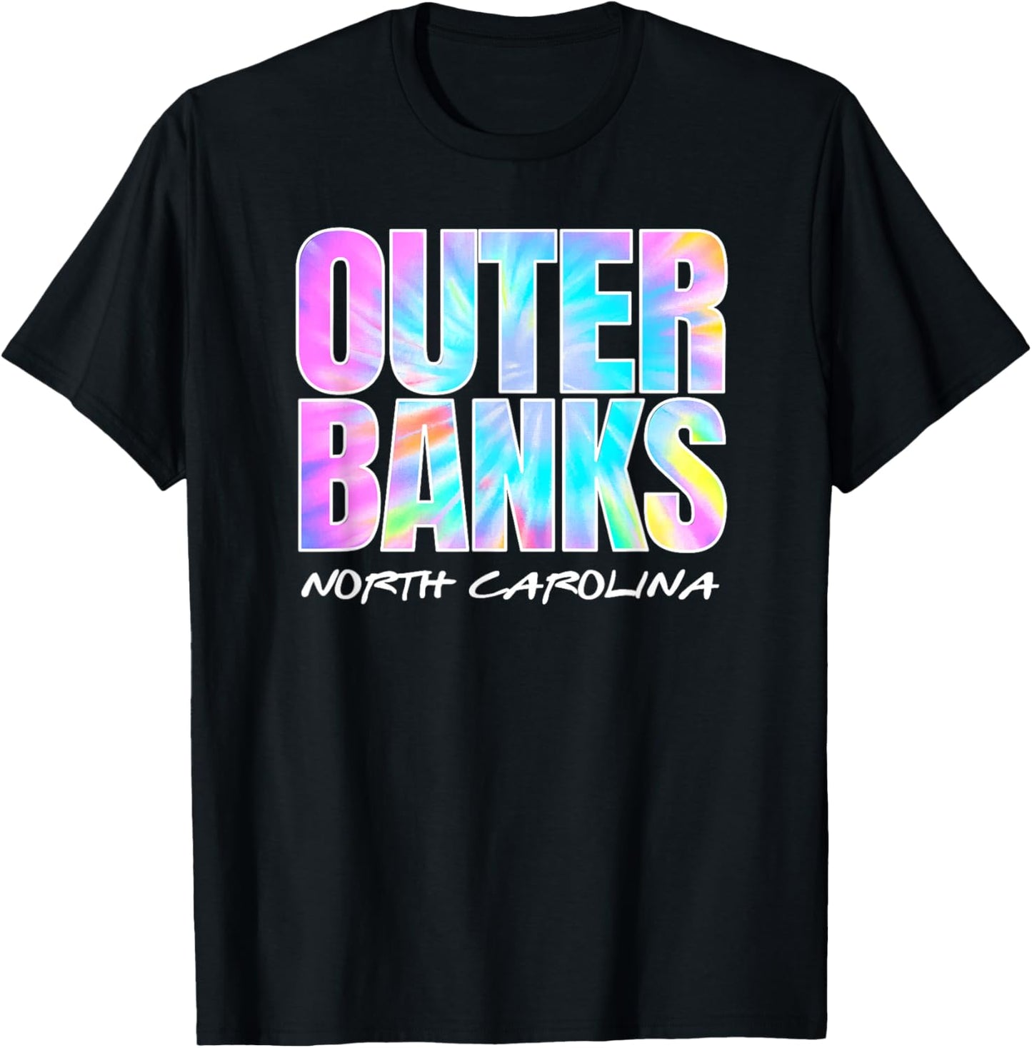 Vintage Outer Banks NC OBX Retro Tie Dye Graphic Souvenir T-Shirt - T-Shirt | Black