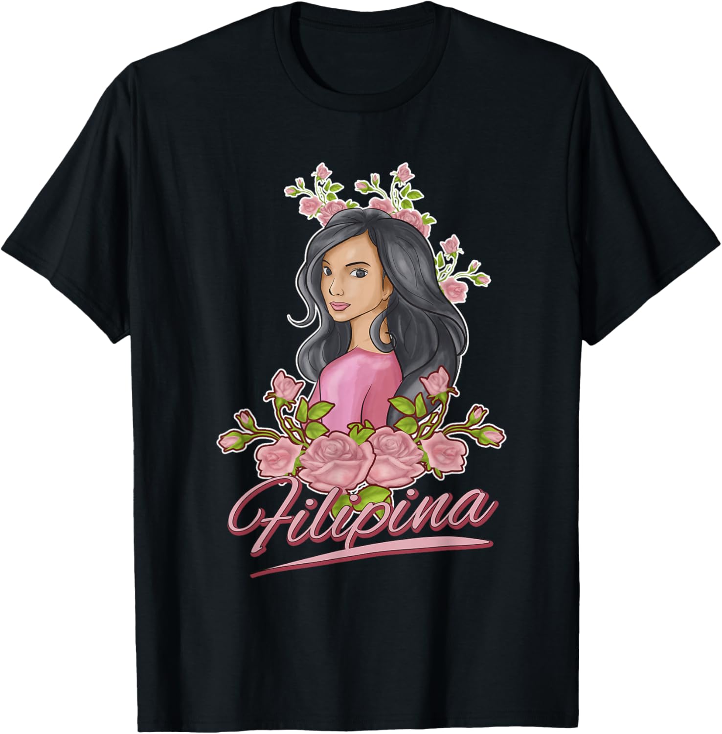 Philippines Filipina Flowers Filipino Girls T-Shirt - T-Shirt | Black