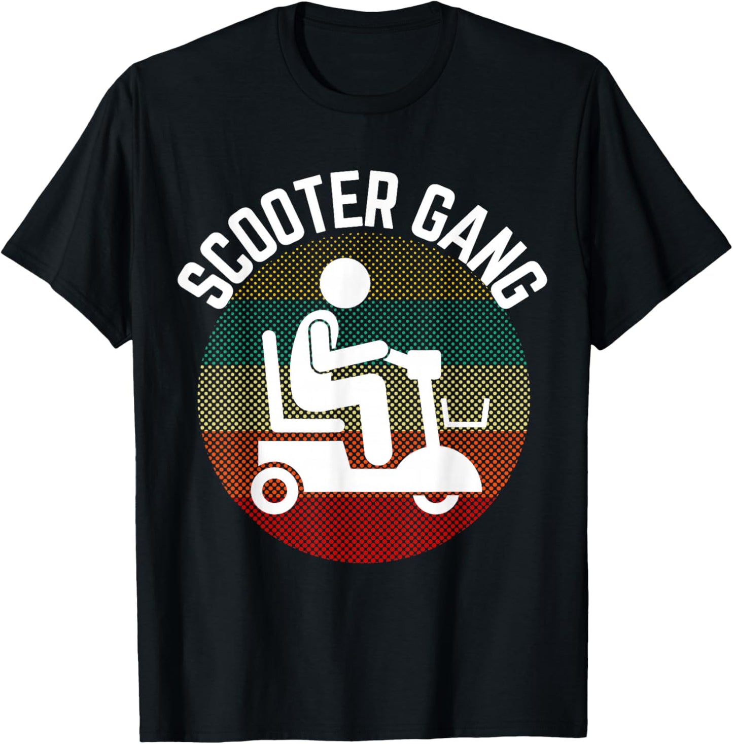 Mobility Scooter Gang Retro Vintage Moped Motorcycle Wheeler T-Shirt - T-Shirt | Black