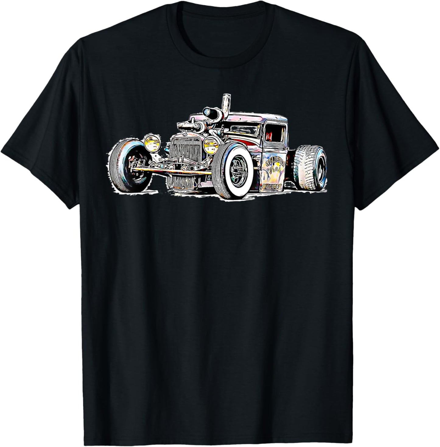 Rust Bucket Outline Rat Rod Hot Rod Diesel T-Shirt - T-Shirt | Black