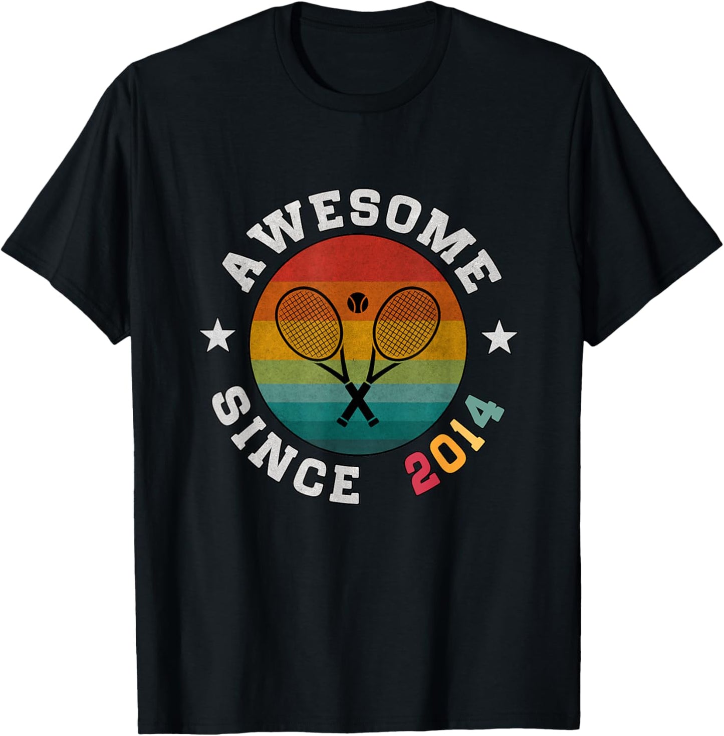 Birthday Tennis Player Gift 11 years Old Awesome Since 2014 T-Shirt - T-Shirt | Black