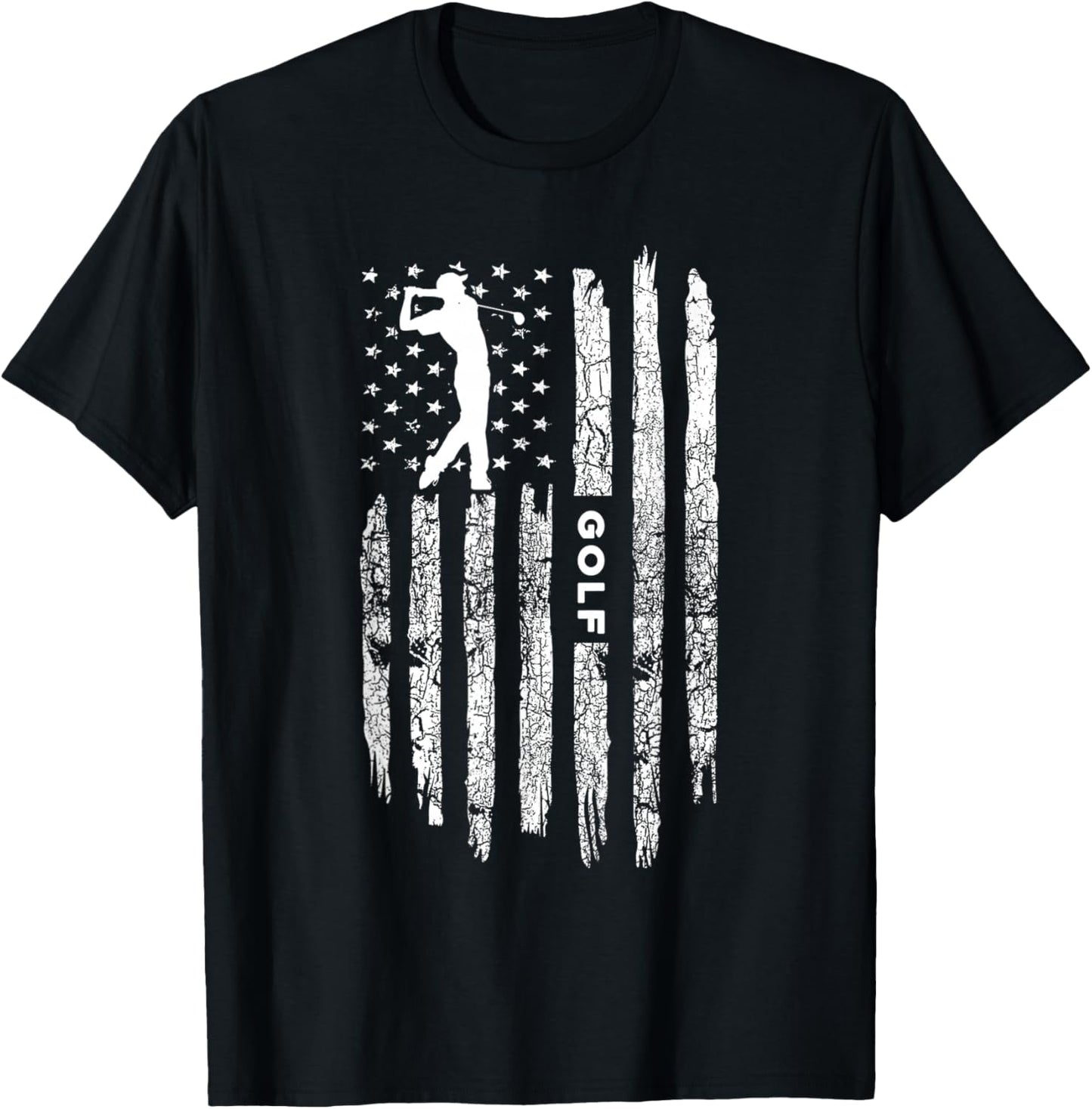 Vintage Golfer Costume American USA Flag Golf Golfing Lover Women Kids Men T-Shirt - T-Shirt | Black
