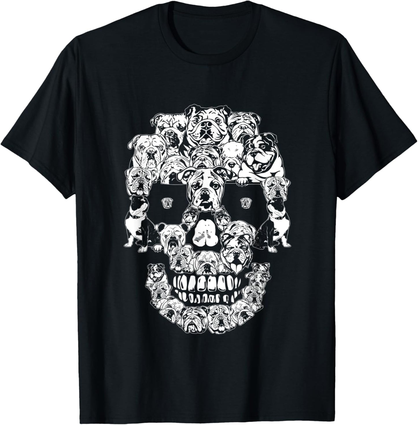 Funny English Bulldog Skull Dog Skeleton Halloween Women Kids T-Shirt - T-Shirt | Black