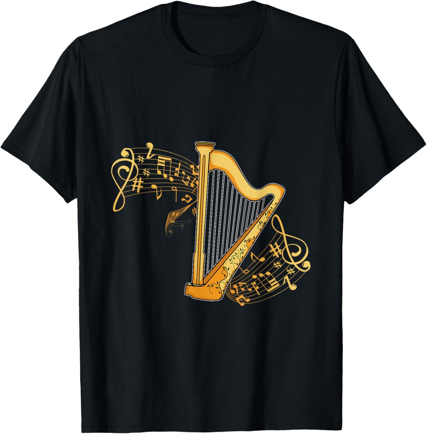 Harp Player Girls Harpist Women Men Music Harp T-Shirt - T-Shirt | Black