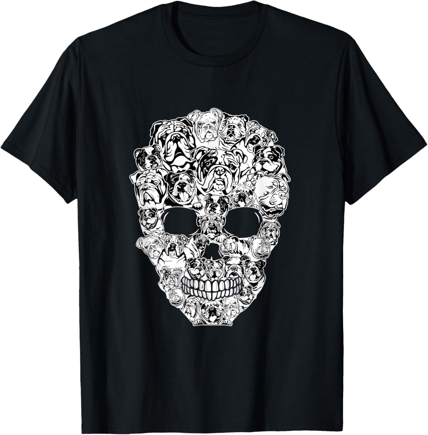 Funny English Bulldog Skull Dog Skeleton Halloween Men Women Kids T-Shirt - T-Shirt | Black