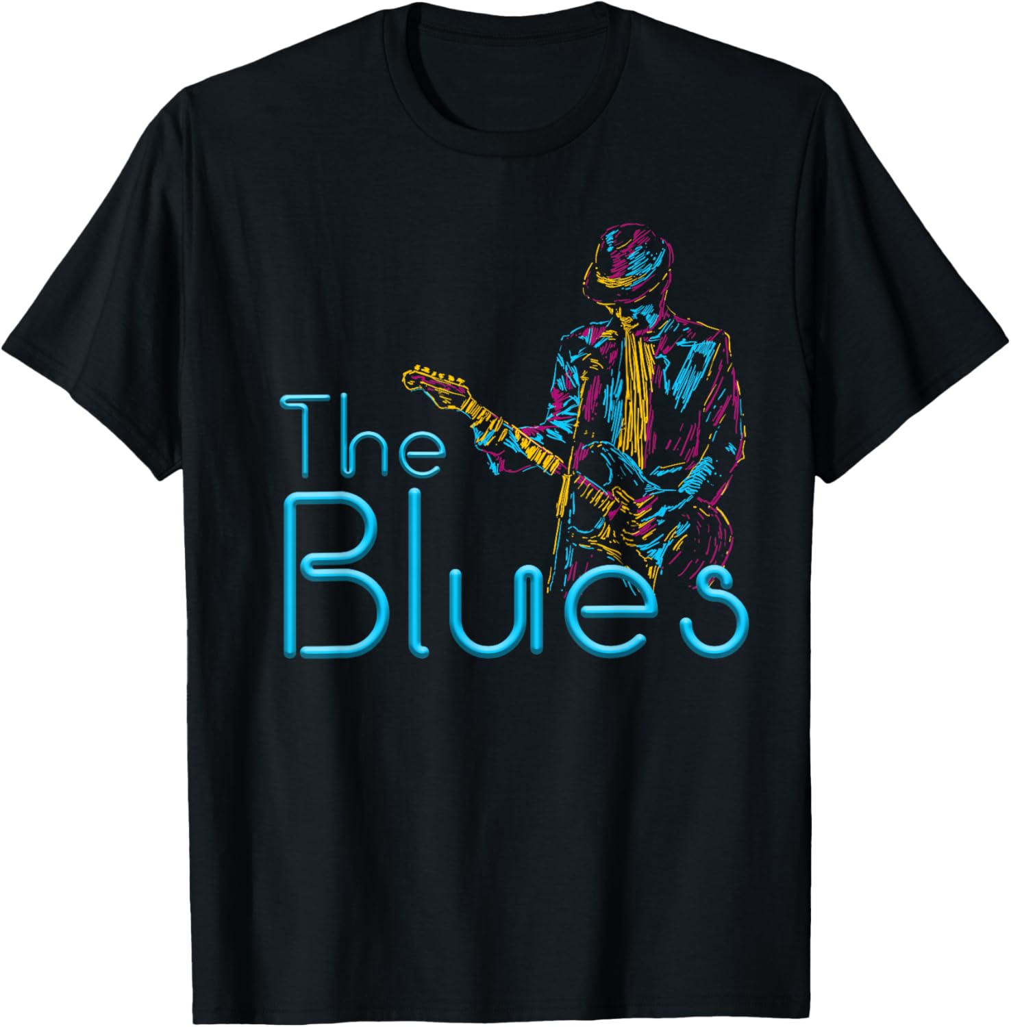 Guitarist Musician Blues Guitar Vintage Blues Music Lover T-Shirt - T-Shirt | Black