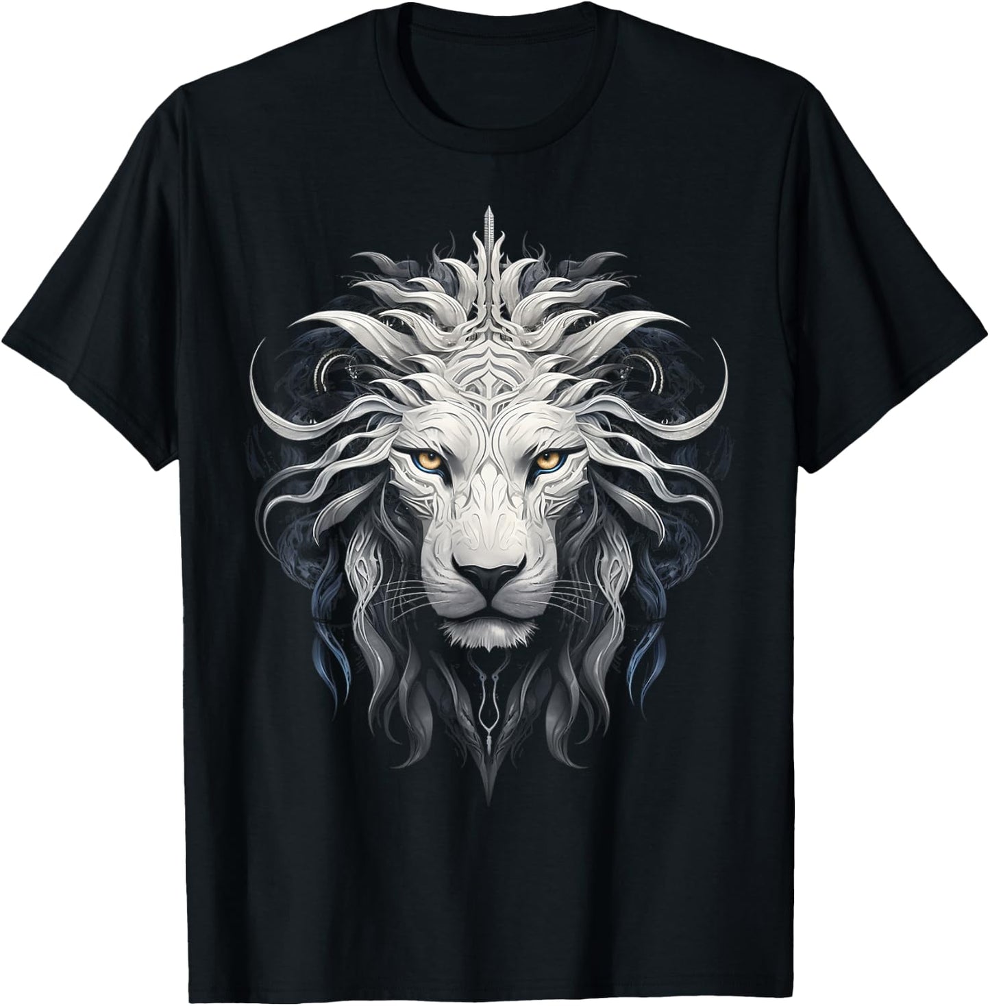 Lion Mandala Animal Zoo Illustration Lion T-Shirt - T-Shirt | Black