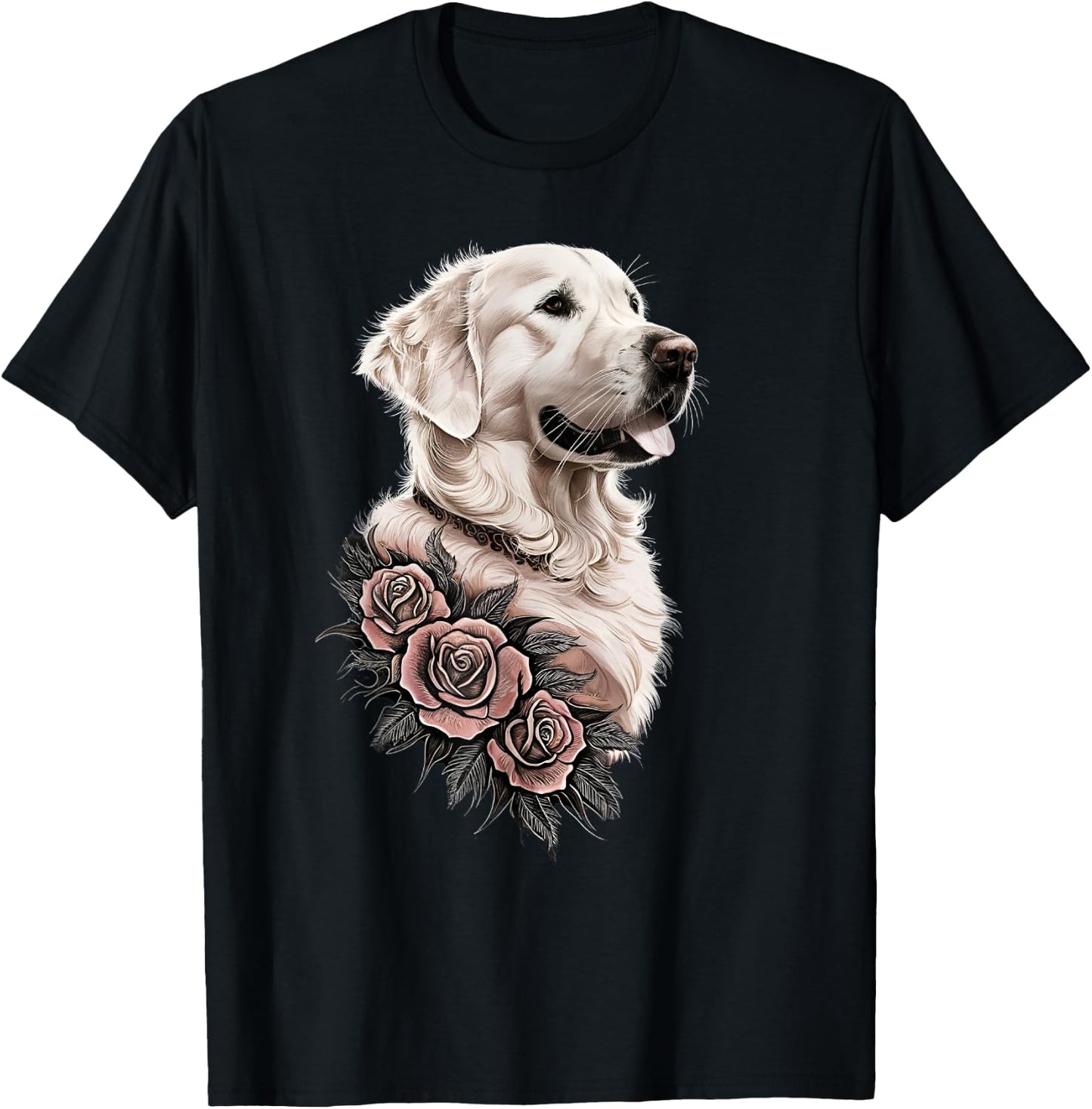 White English Cream Golden Retriever Dog Men Kids T-Shirt - T-Shirt | Black