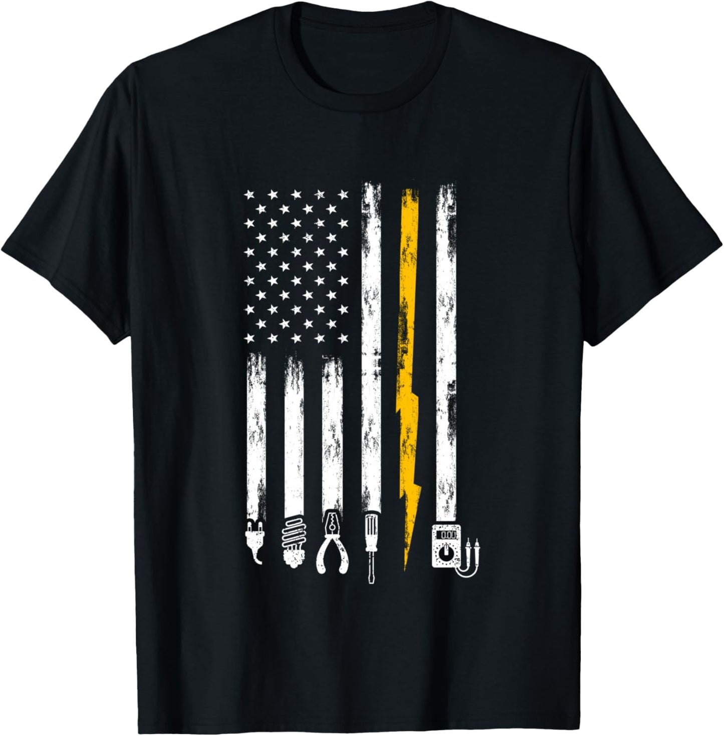 Electrician US Flag Tools for Electricians T-Shirt - T-Shirt | Black