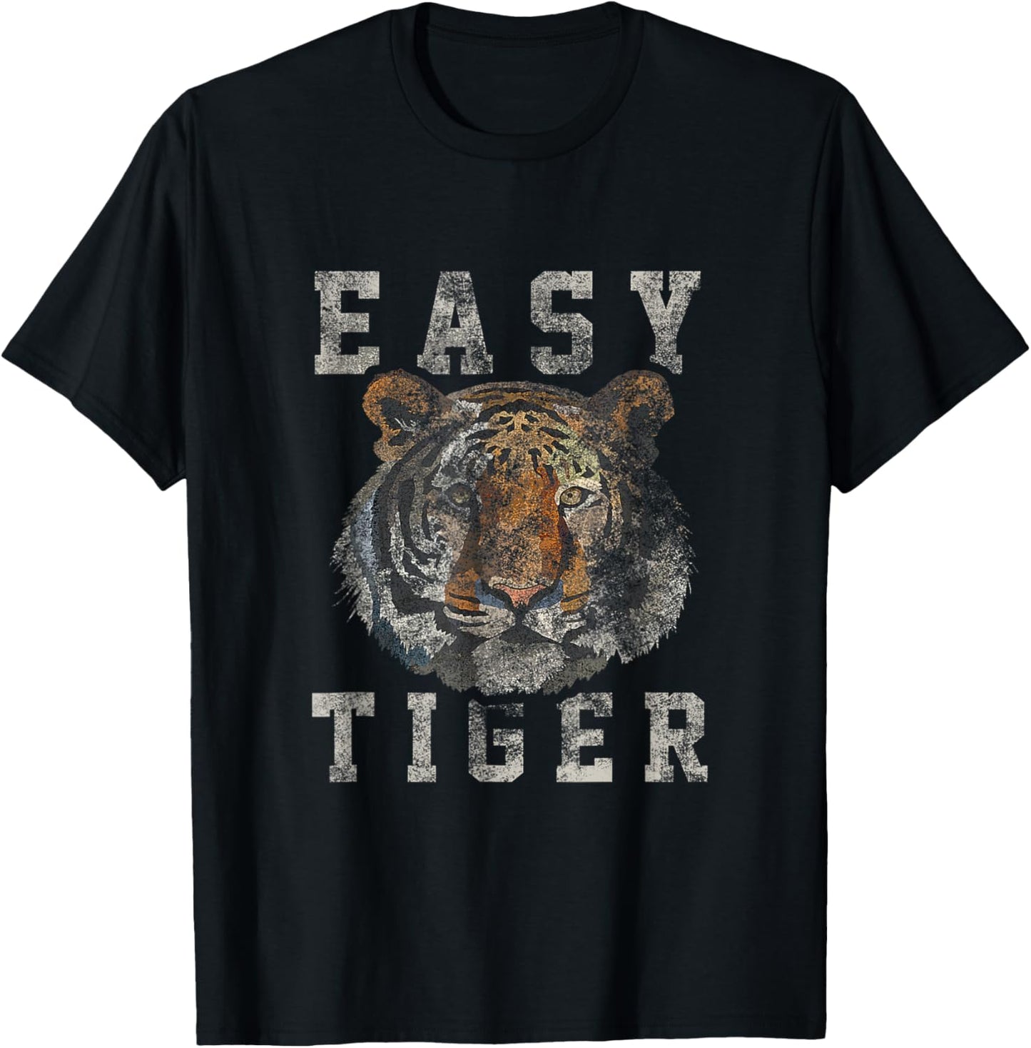 Easy Tiger Distressed Casual-Chic Graphic T-Shirt - T-Shirt | Black