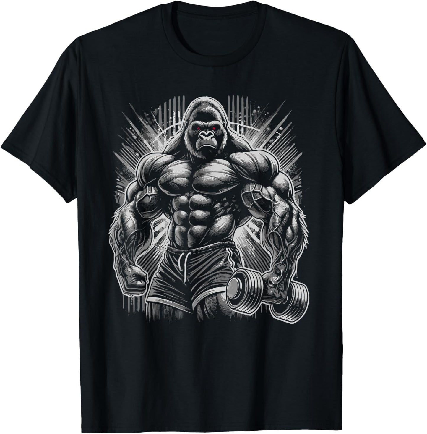 Gorilla Monkey Gym Wear Bodybuilding Workout Motivation T-Shirt - T-Shirt | Black