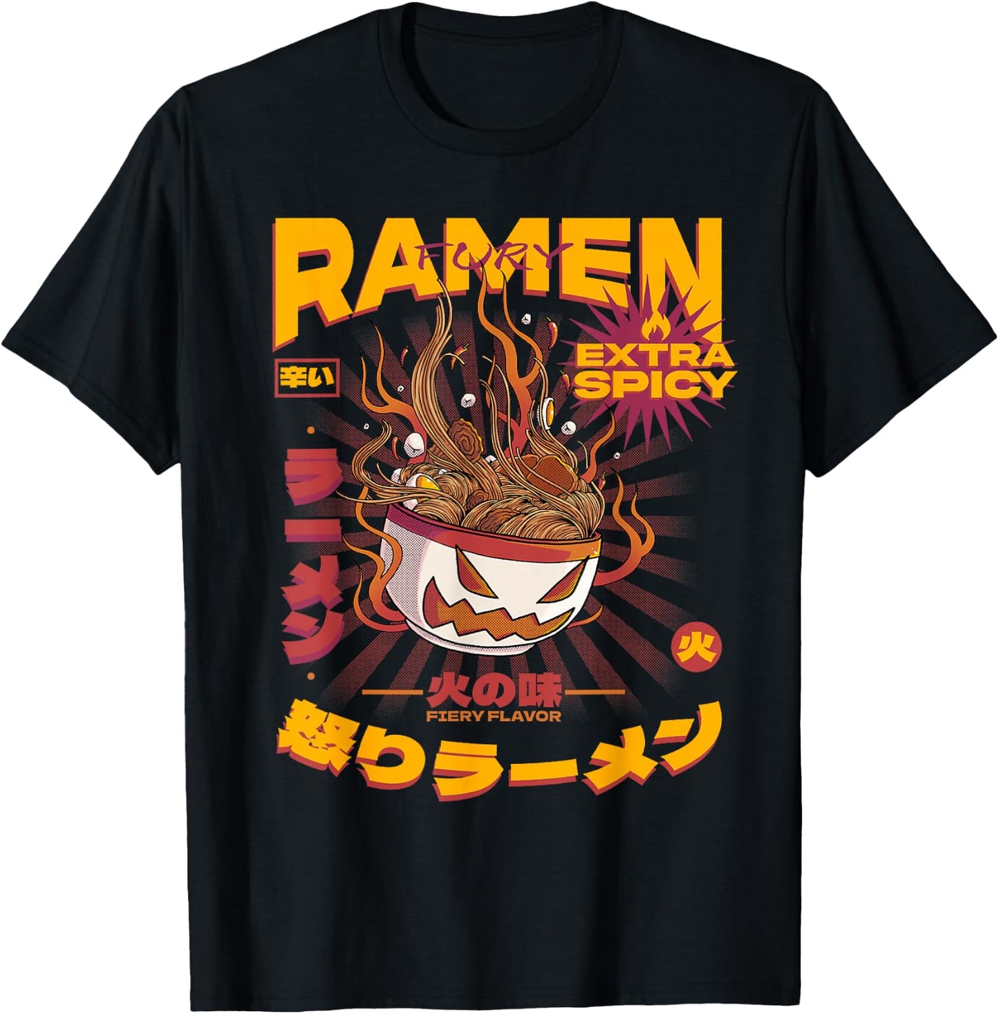 Japanese Ramen Noodles Shirt Monster Anime Food Ramen Lovers T-Shirt - T-Shirt | Black