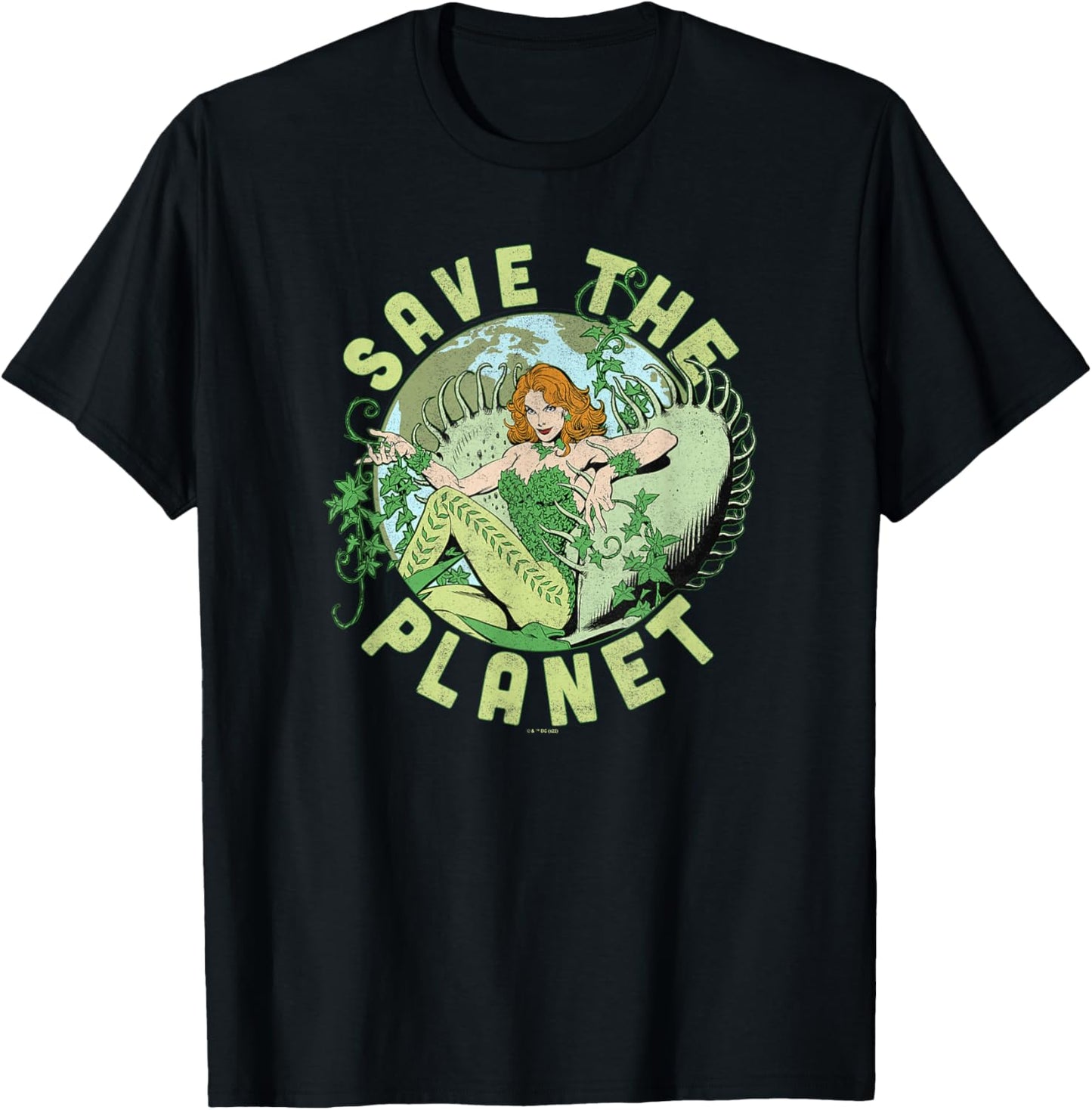 DC Comics Poison Ivy Save The Planet Earth Day Poster Small T-Shirt - T-Shirt | Black