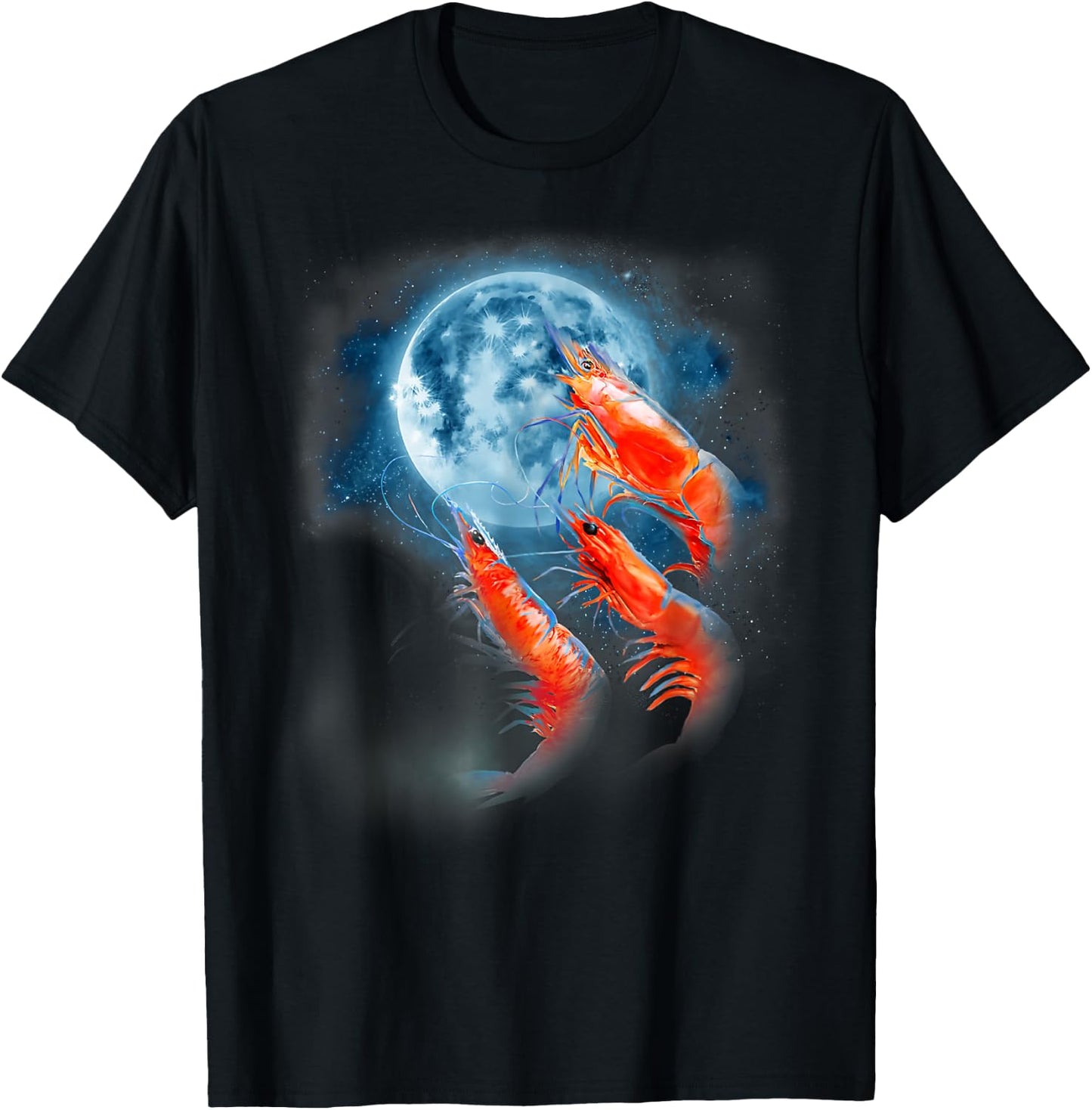 Three Shrimp Moon 3 Howling Funny Oddly Specific Dank Meme T-Shirt - T-Shirt | Black