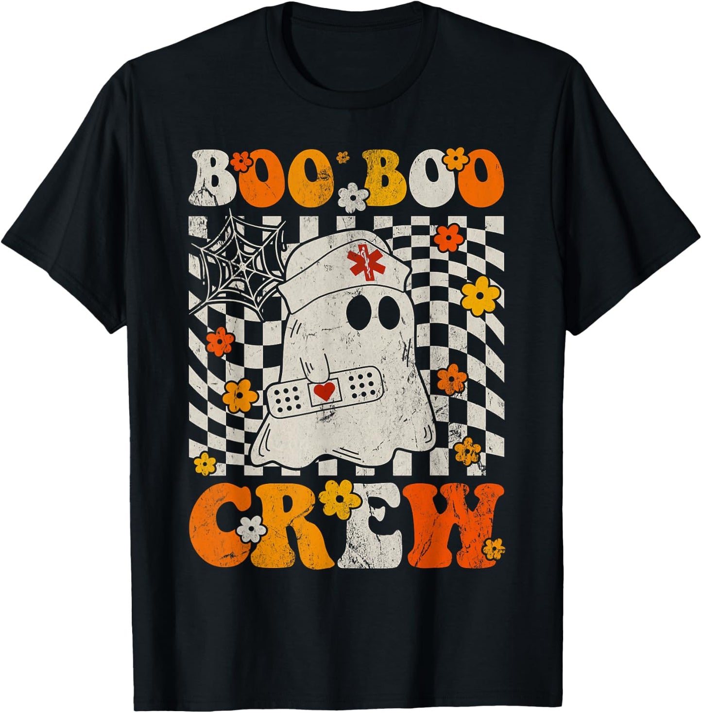 Retro Boo Boo Crew Halloween Nurse Funny T-Shirt - T-Shirt | Black