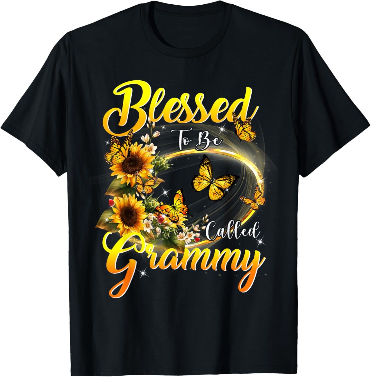 Blessed to be called Grammy Shirt Sunflower Lovers Grandma T-Shirt - T-Shirt | Black
