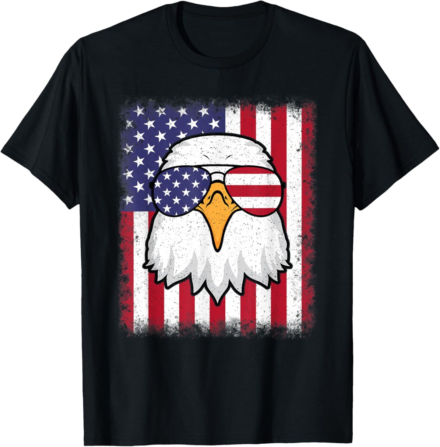 Funny 4th Of July Eagle American Flag Patriotic USA Men Boys T-Shirt - T-Shirt | Black