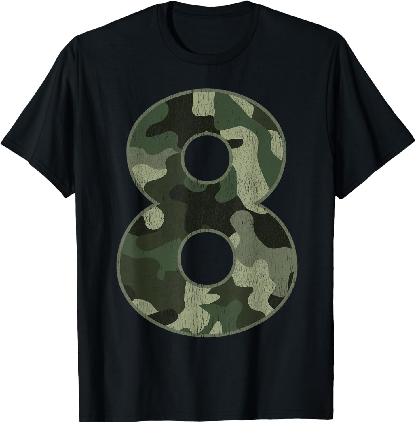8th Birthday Army Birthday Party 8 Years Old Camo Number 8 T-Shirt - T-Shirt | Black