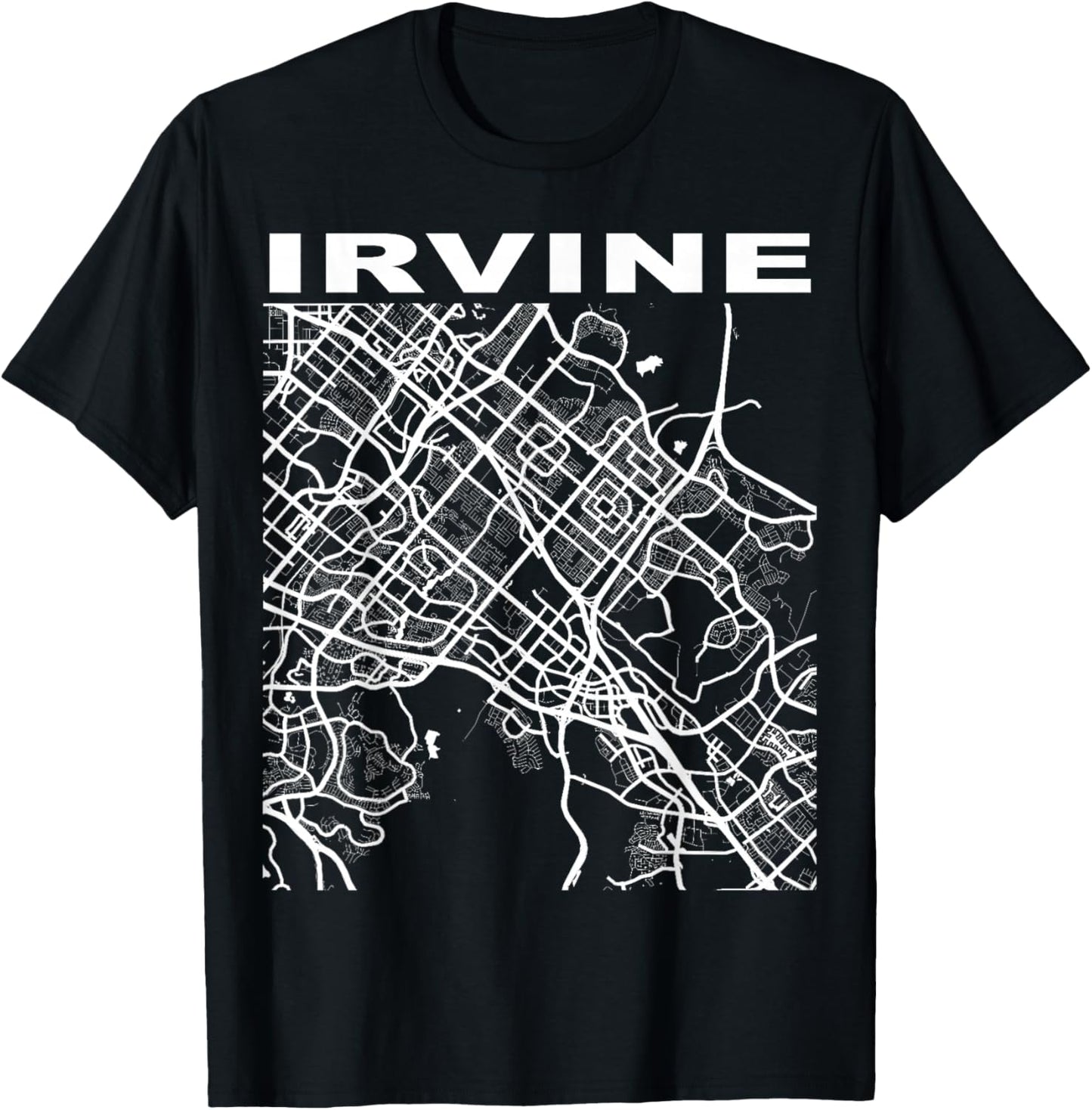 California Souvenir Irvine City Street Map T-Shirt - T-Shirt | Black