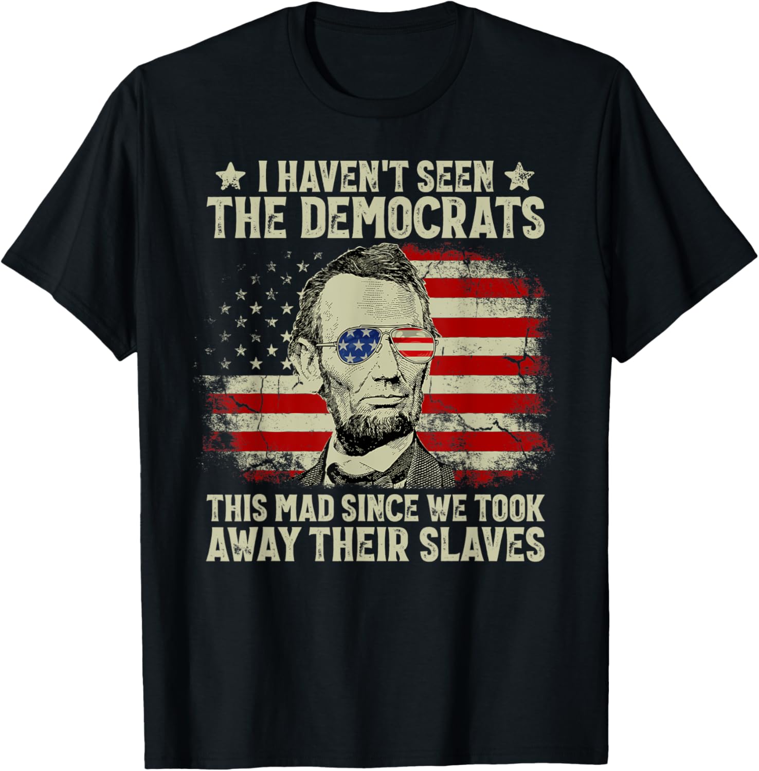 Vintage American Flag Patriots I Haven't Seen The Democrats Women Men T-Shirt - T-Shirt | Black