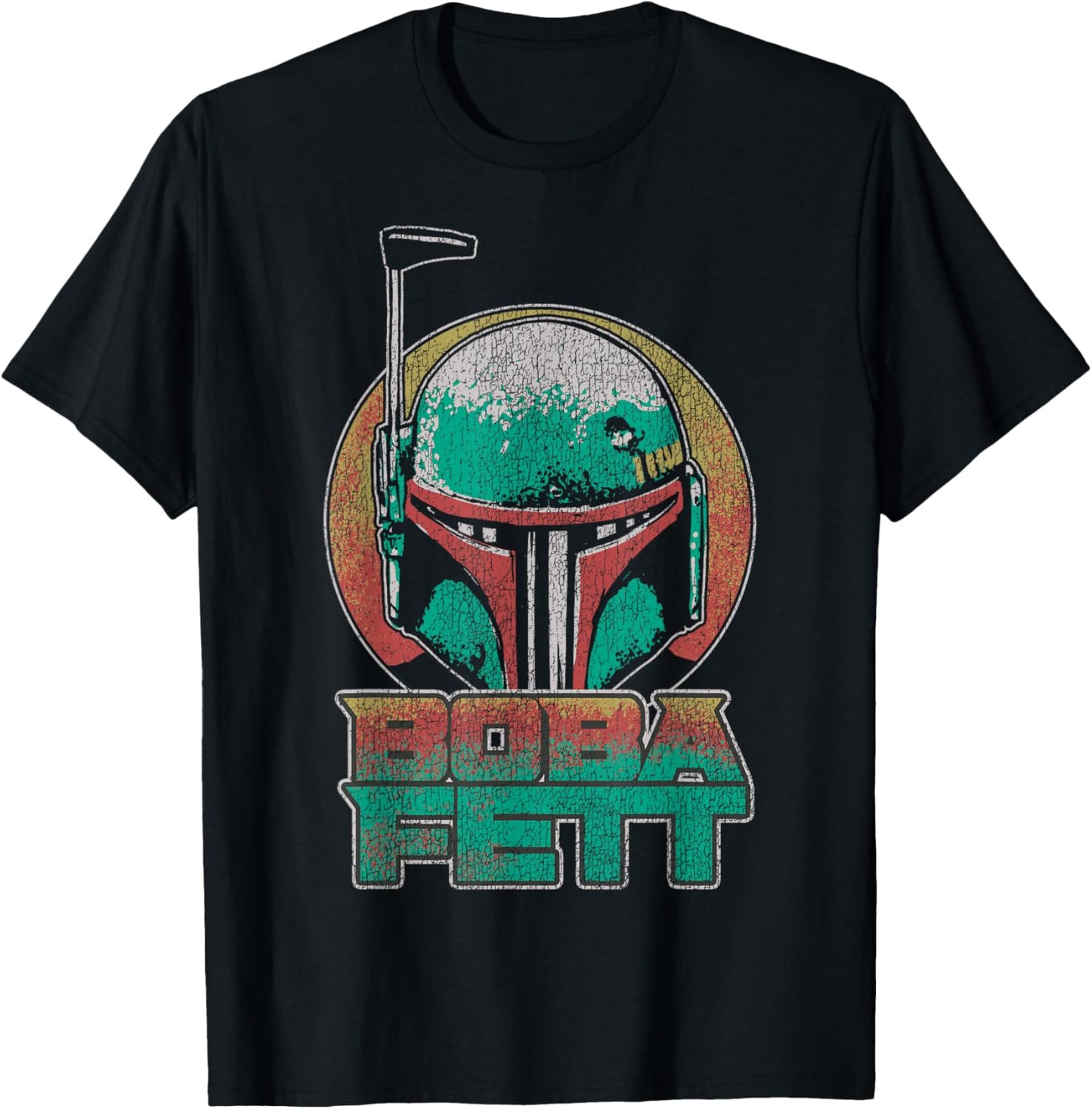 Star Wars The Book Of Boba Fett Vintage Helmet Logo V-2 T-Shirt - T-Shirt | Black