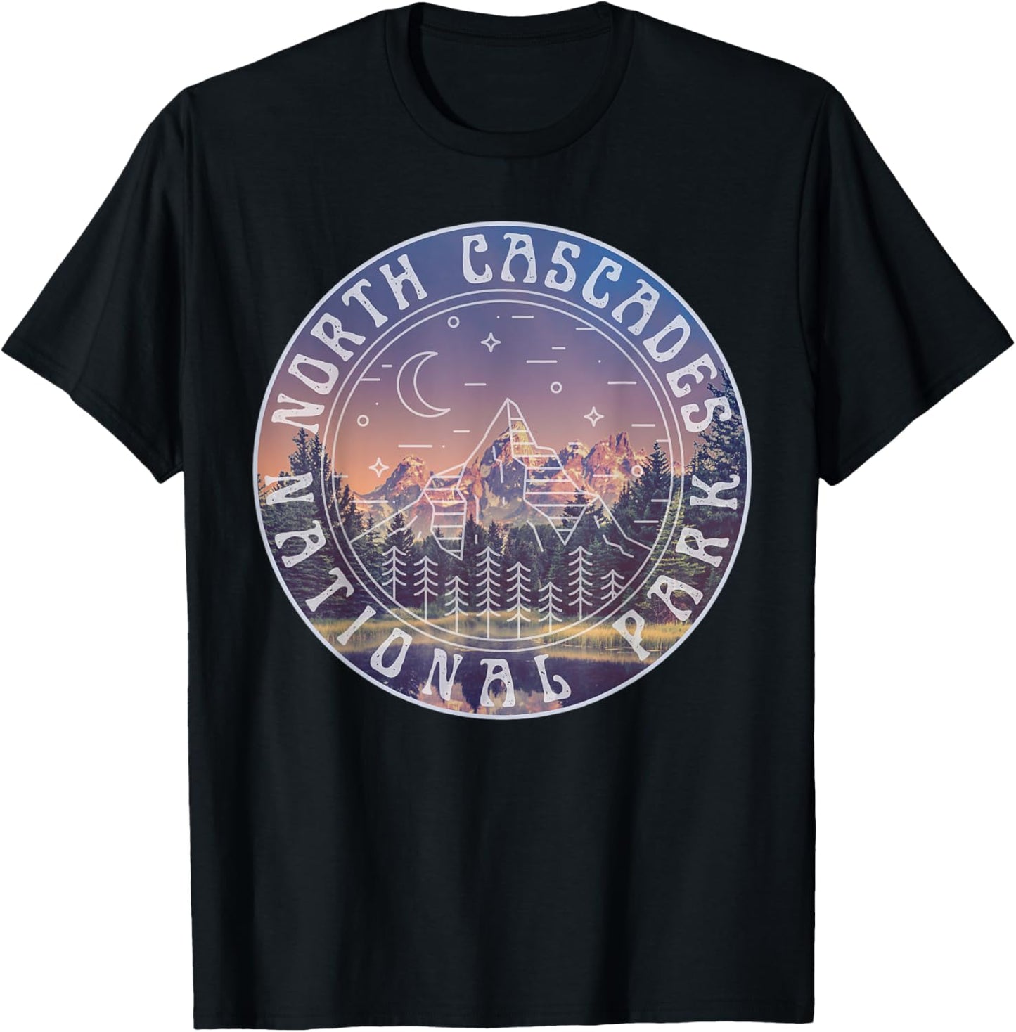 North Cascades National Park Washington Mountains Hiking T-Shirt - T-Shirt | Black