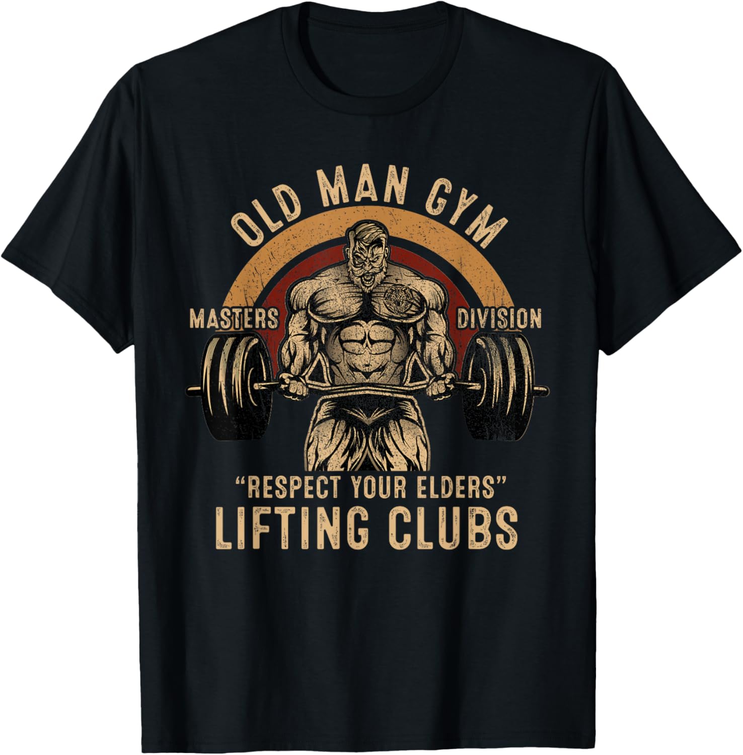 Old Man Gym Respect Your Elders Lifting Clubs Weightlifting T-Shirt - T-Shirt | Black