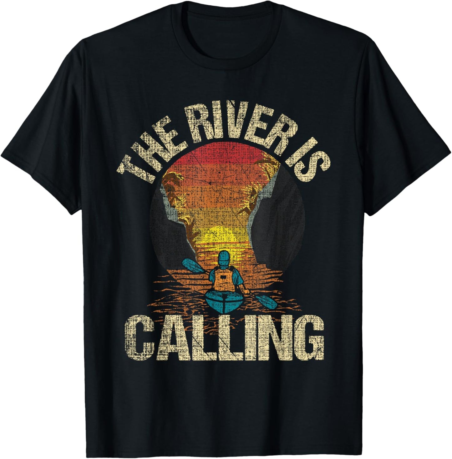 The River Is Calling - Funny Kayak Kayaking Kayaker T-Shirt - T-Shirt | Black