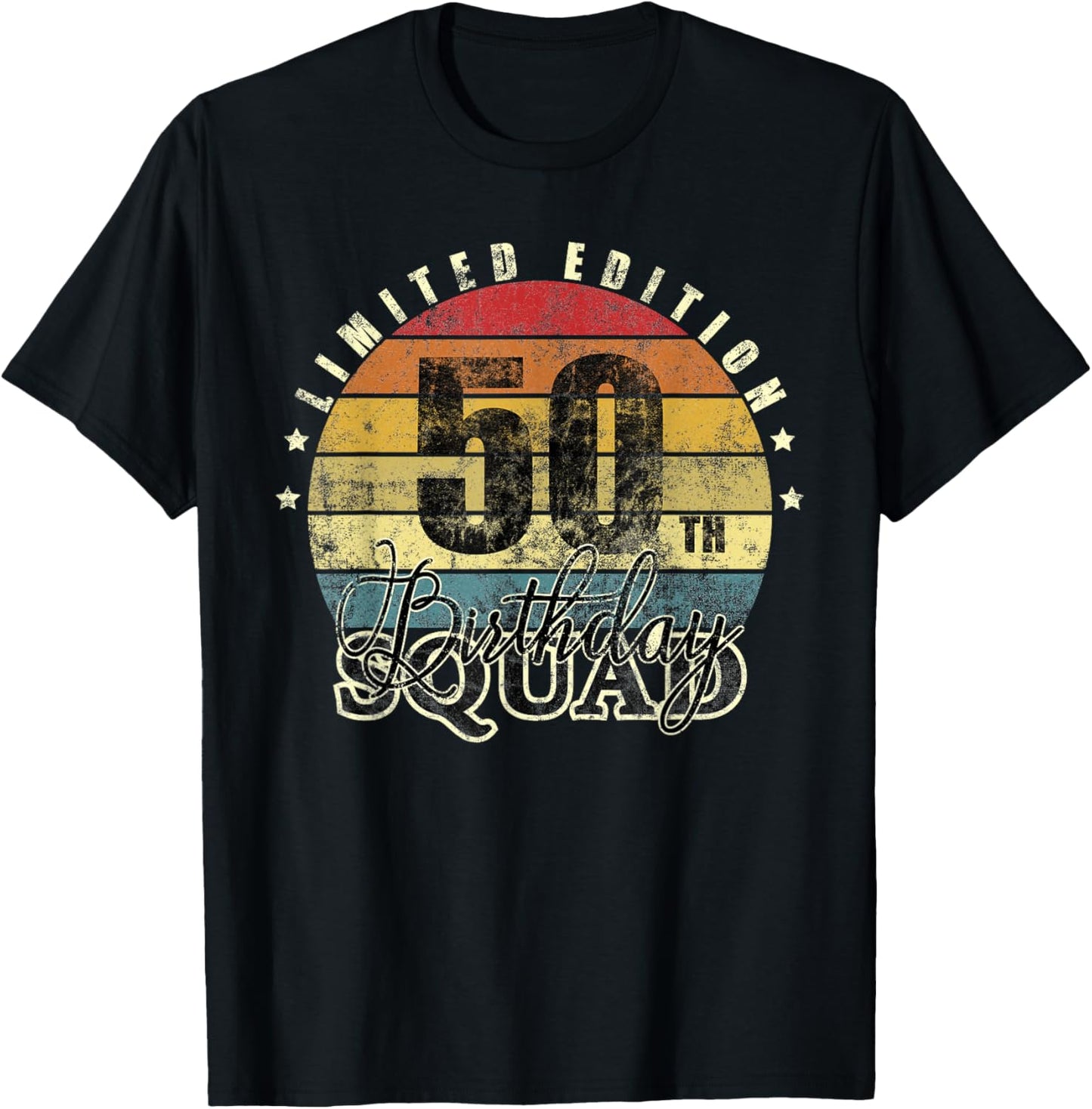 50 Year Old Birthday Squad Vintage 50th Party Matching T-Shirt - T-Shirt | Black