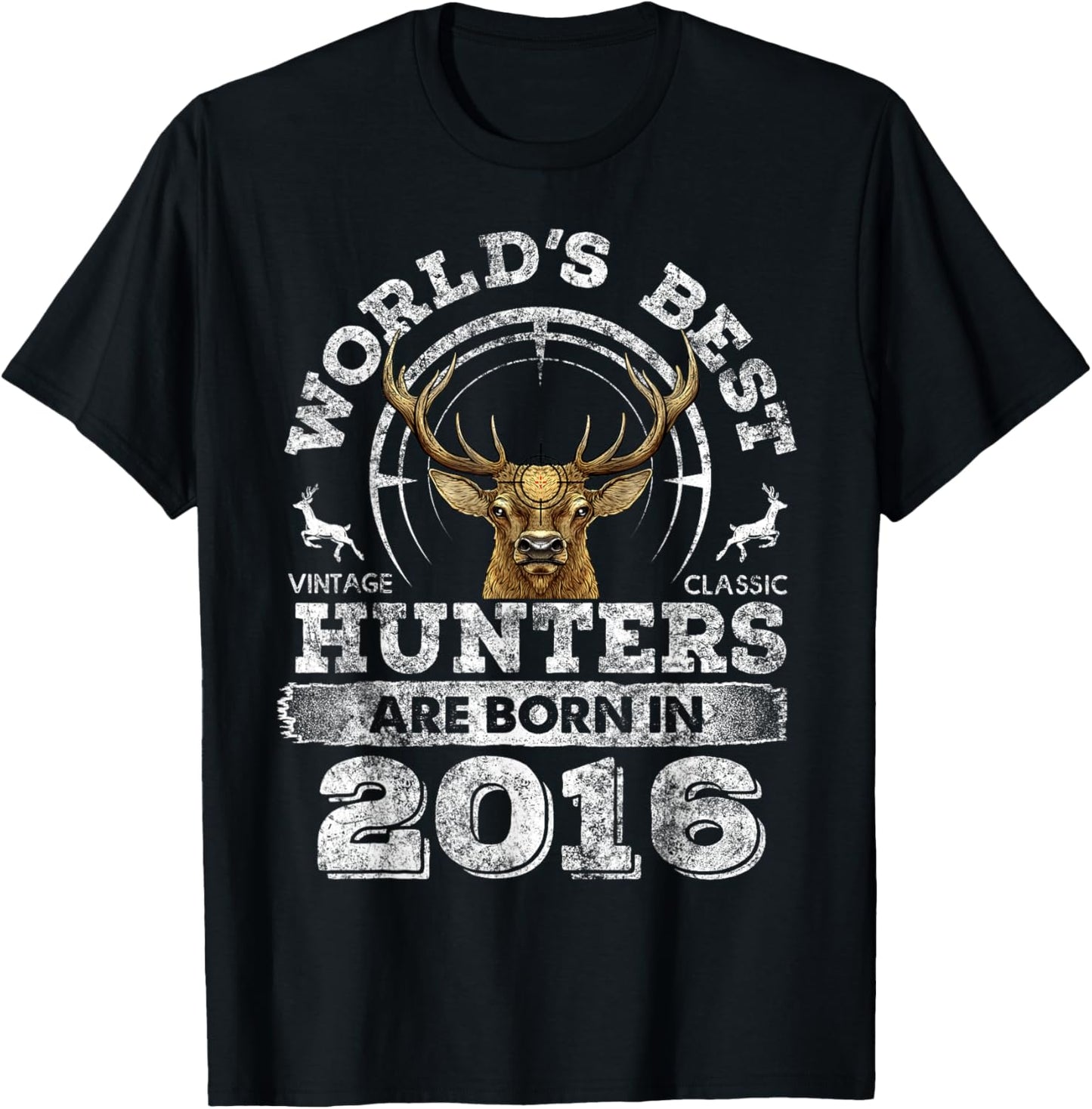 6 Years Old Deer Hunter Born in 2016 6th Birthday Hunter T-Shirt - T-Shirt | Black