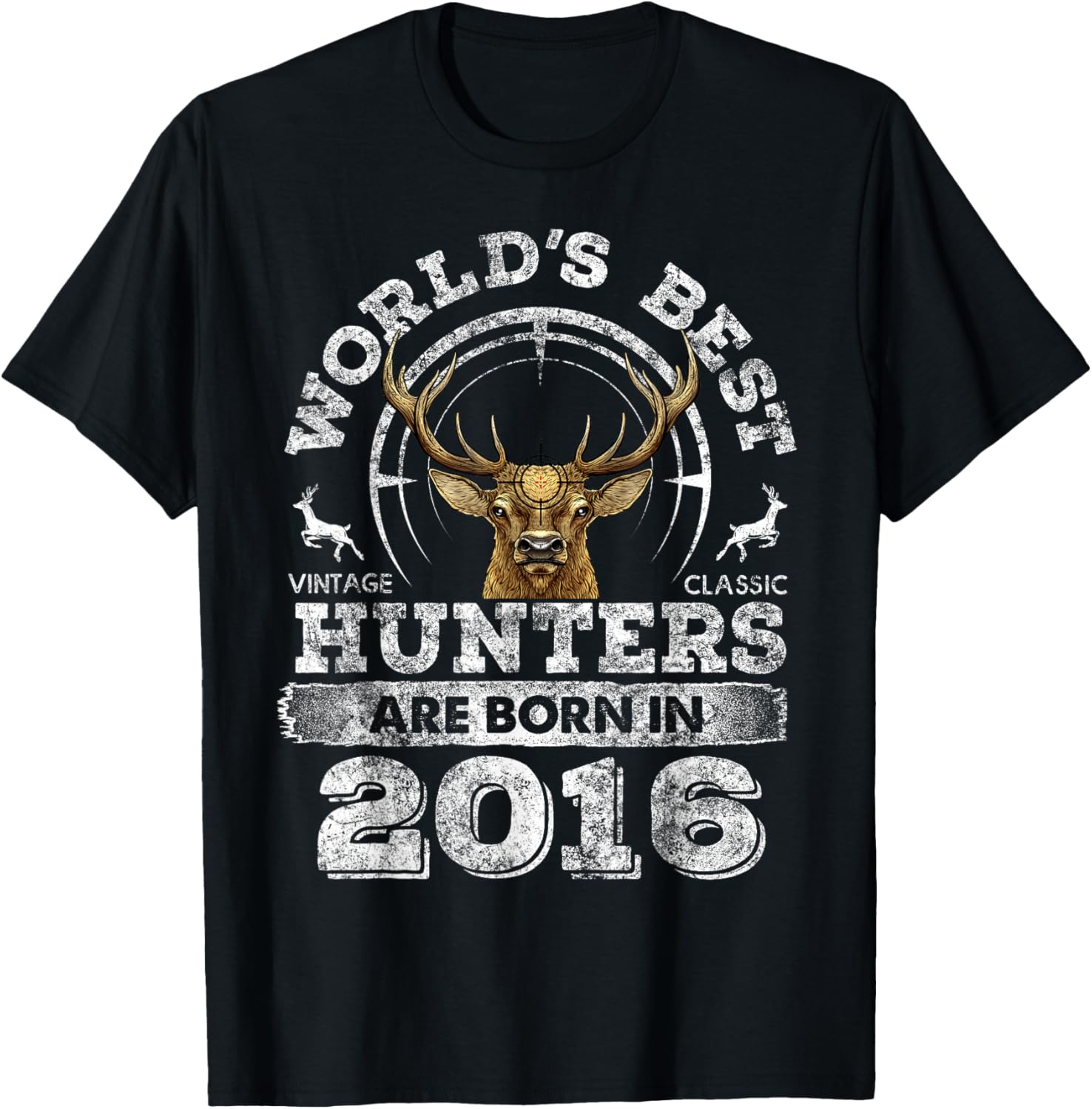 6 Years Old Deer Hunter Born in 2016 6th Birthday Hunter T-Shirt - T-Shirt | Black