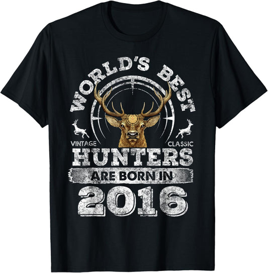 6 Years Old Deer Hunter Born in 2016 6th Birthday Hunter T-Shirt - T-Shirt | Black