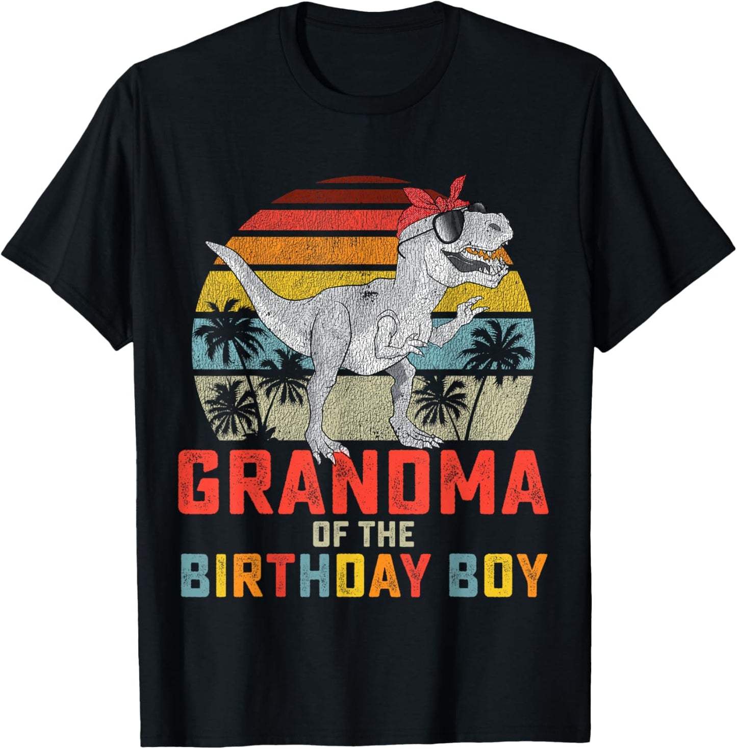 Grandma Dinosaur of the Birthday Boy Matching Family T-Shirt - T-Shirt | Black