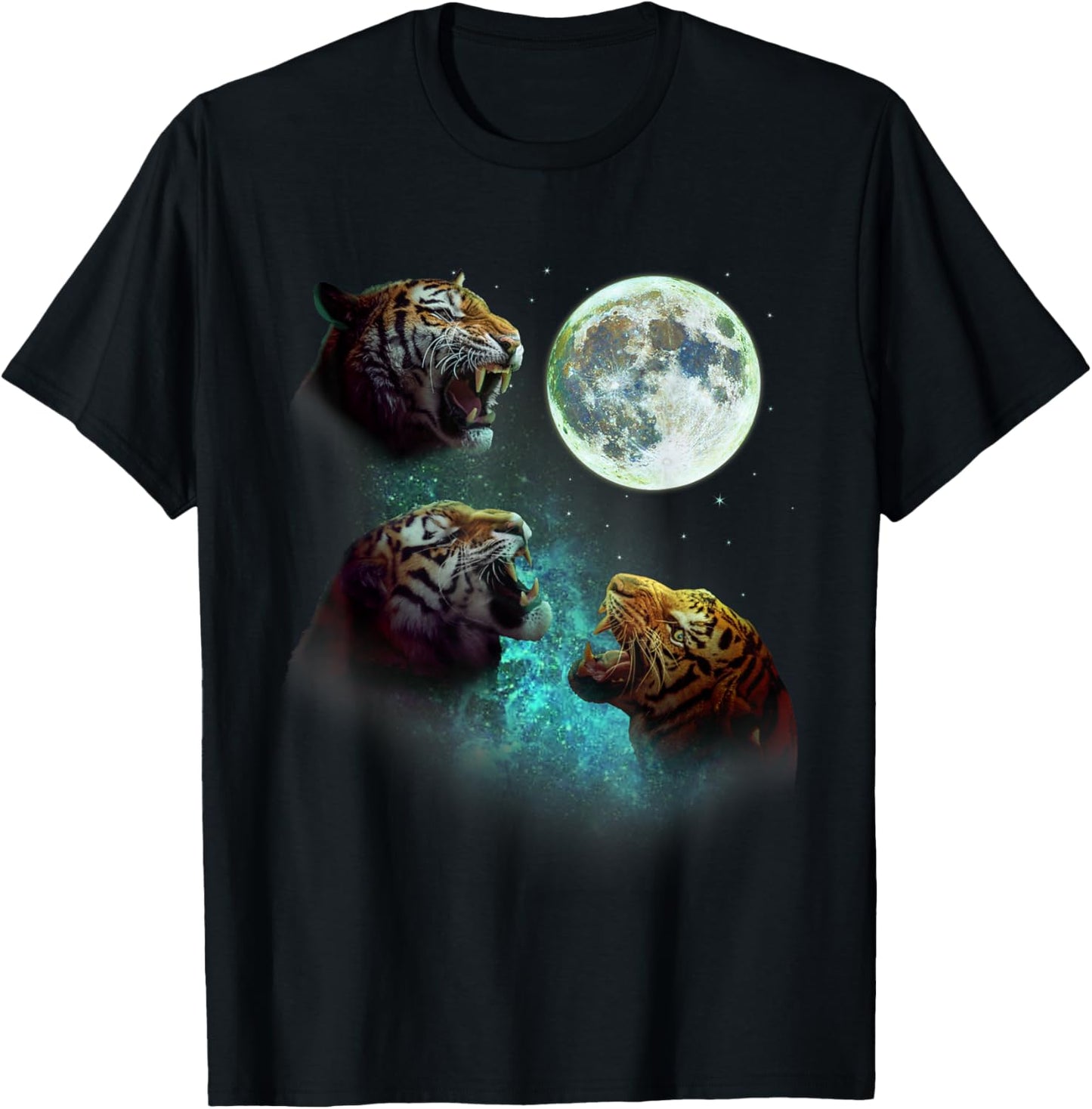 Three Tigers Howl at Moon 3 Wolfs - Funny Wolves Parody T-Shirt - T-Shirt | Black