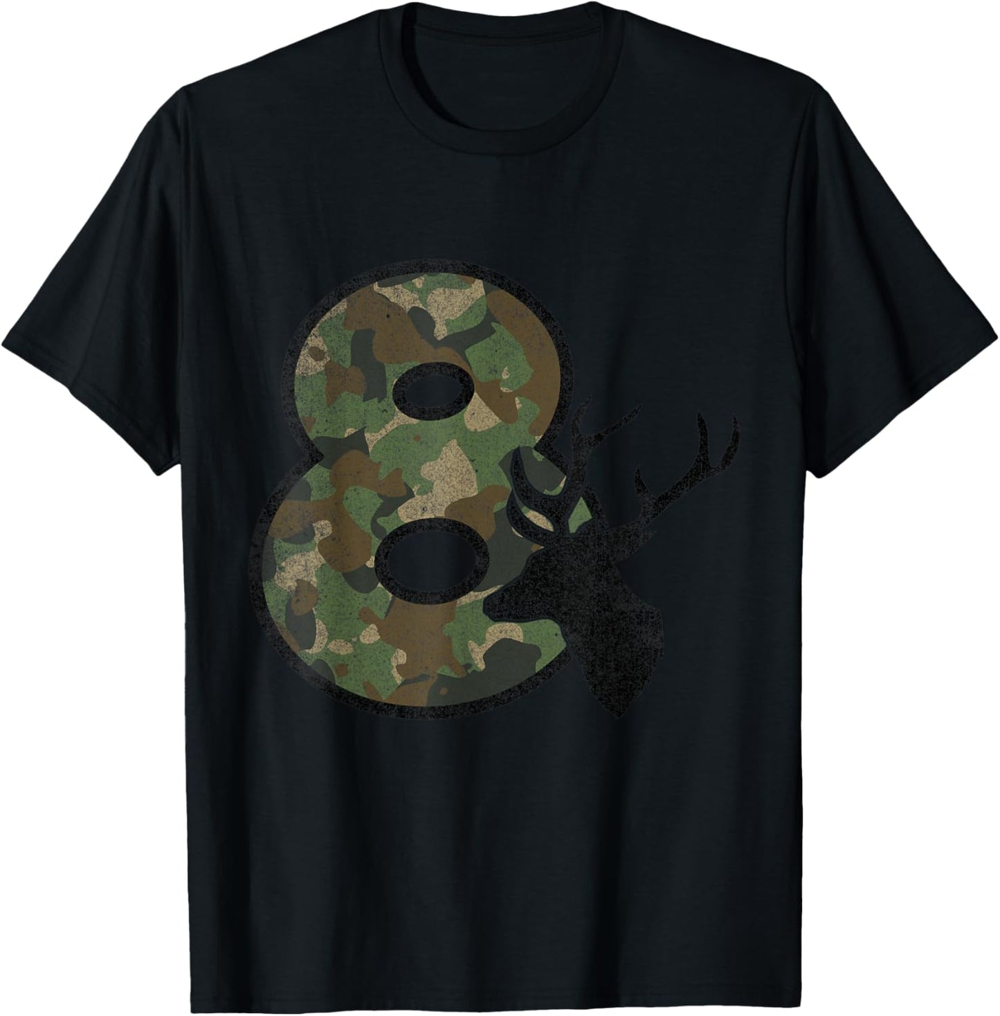 Country Boys Camo 8 Eight Year Old Birthday Deer Hunter T-Shirt - T-Shirt | Black