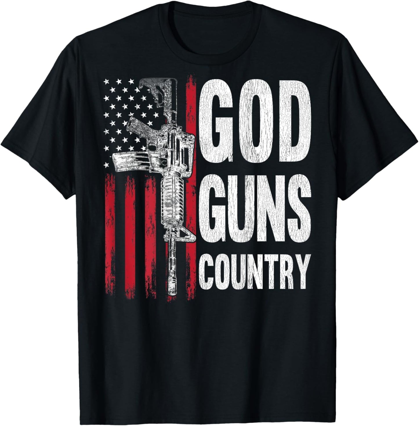 God Guns Country AR-15 Gun Rights American Flag Patriots Women Men T-Shirt - T-Shirt | Black