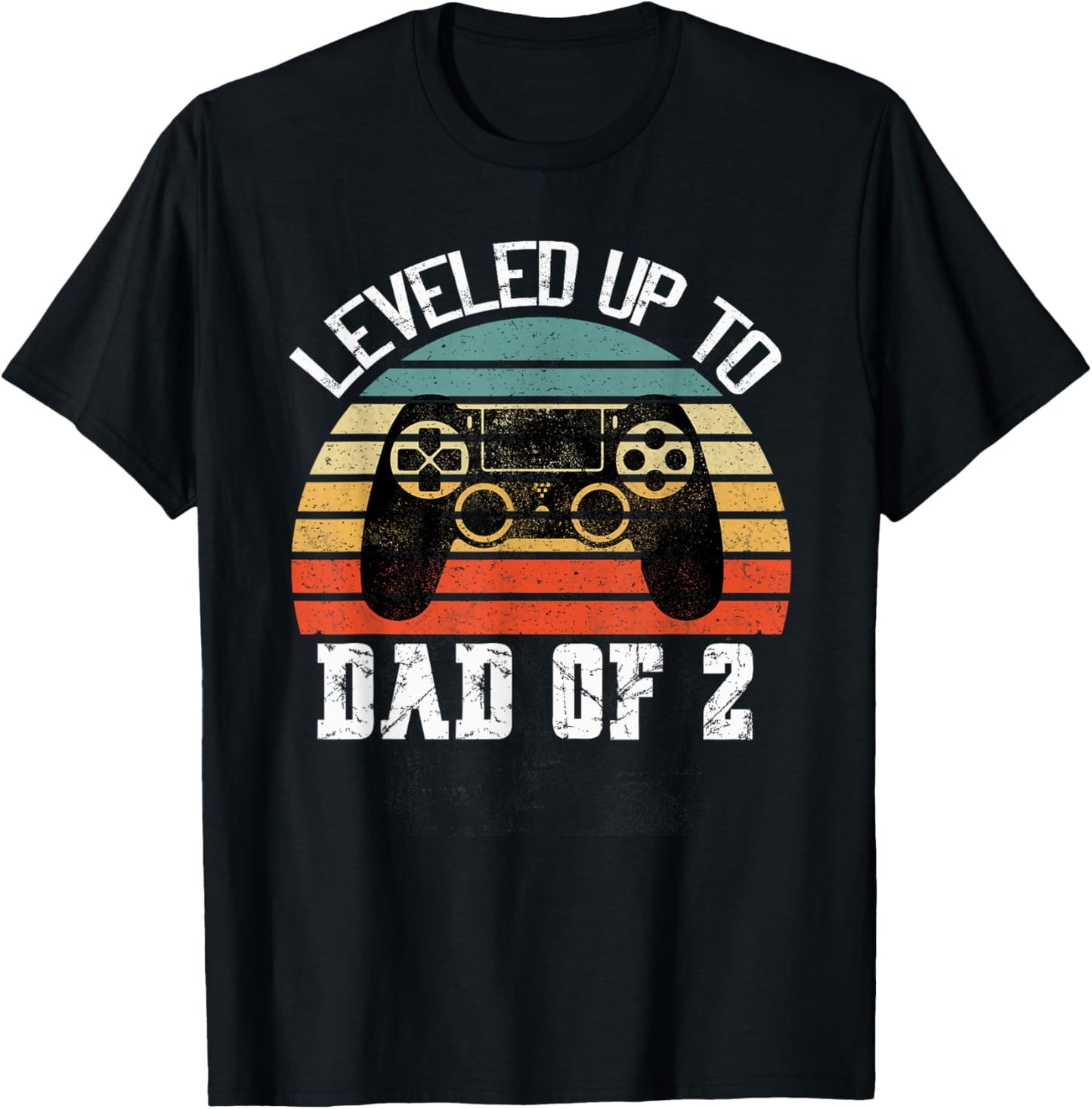 Daddy Again Leveled Up to Dad of 2 Dad T-Shirt - T-Shirt | Black
