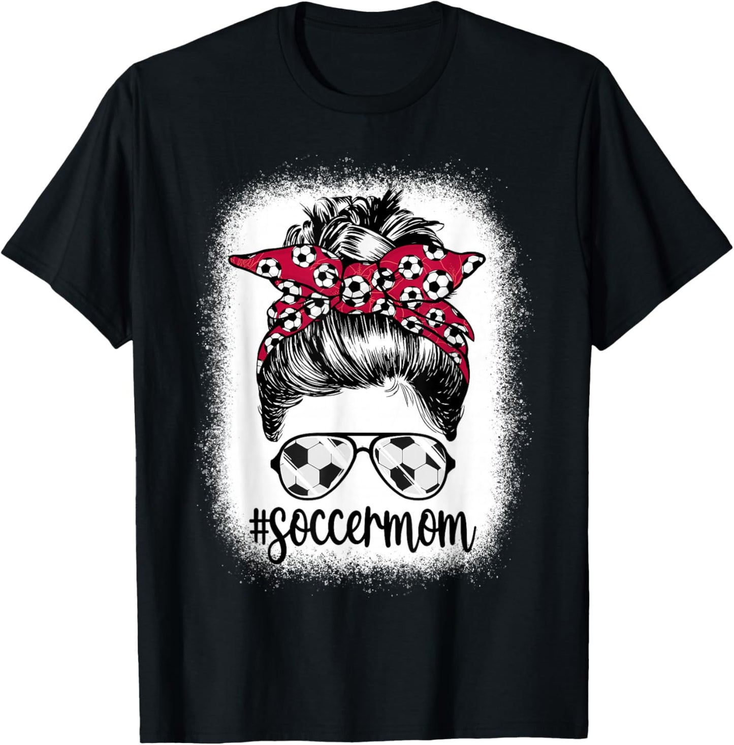 Women Mom Life Soccer Mom Mothers Day Messy Bun Women Funny T-Shirt - T-Shirt | Black